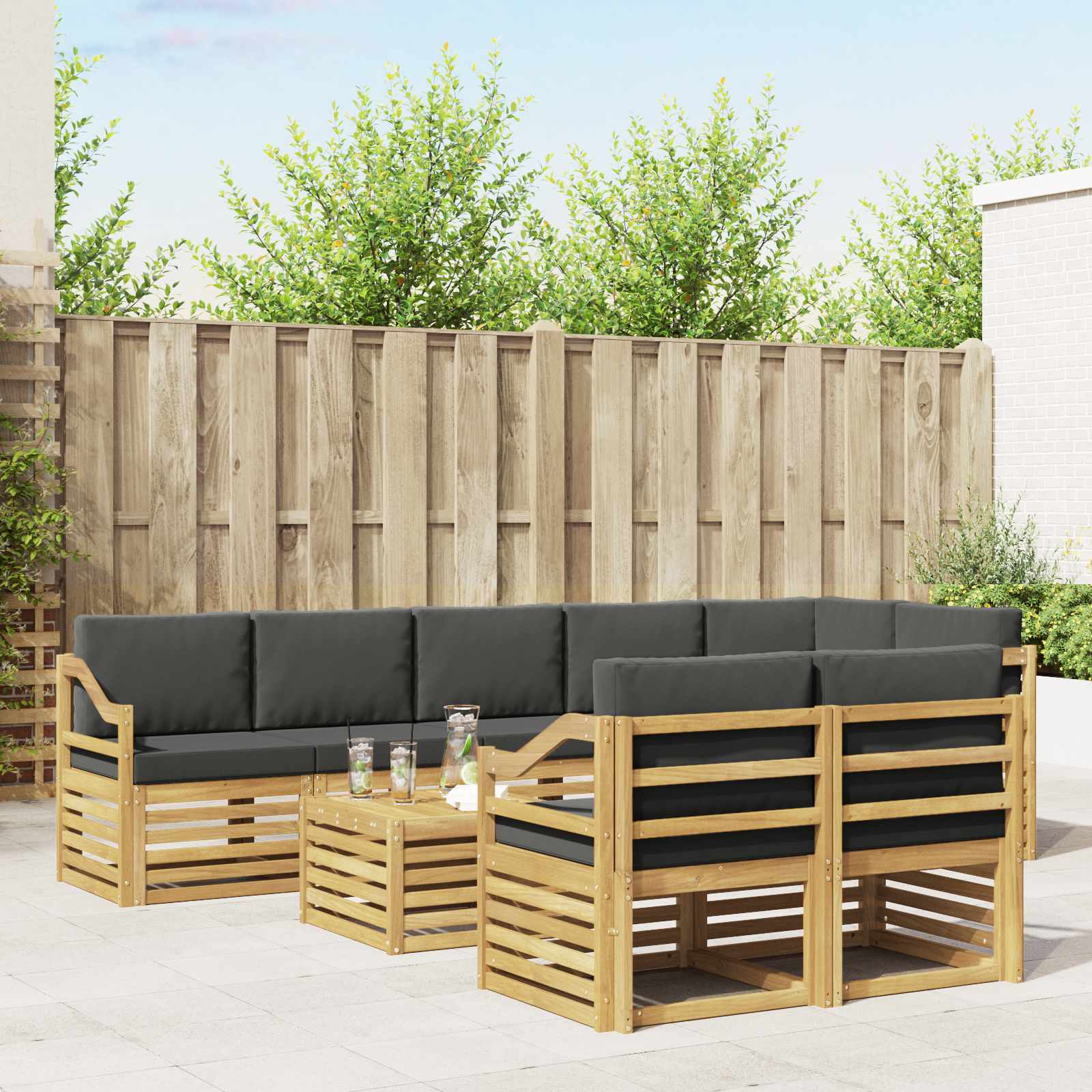 Set vanjskih sofa 8 pcs Bijela i antracit 59 x 59 x 37 cm