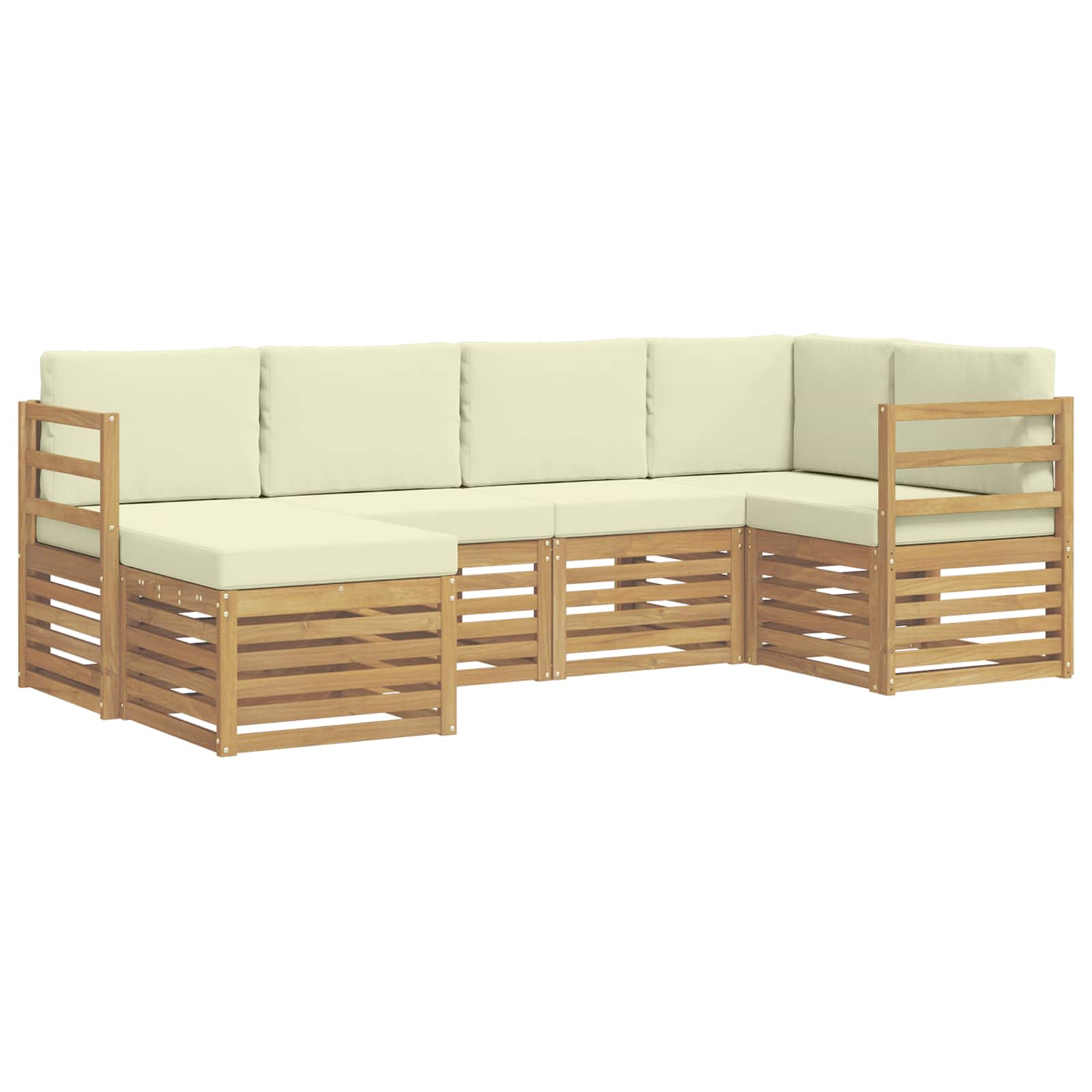 Set vanjskih sofa 6 pcs Bijela i krem Poliester