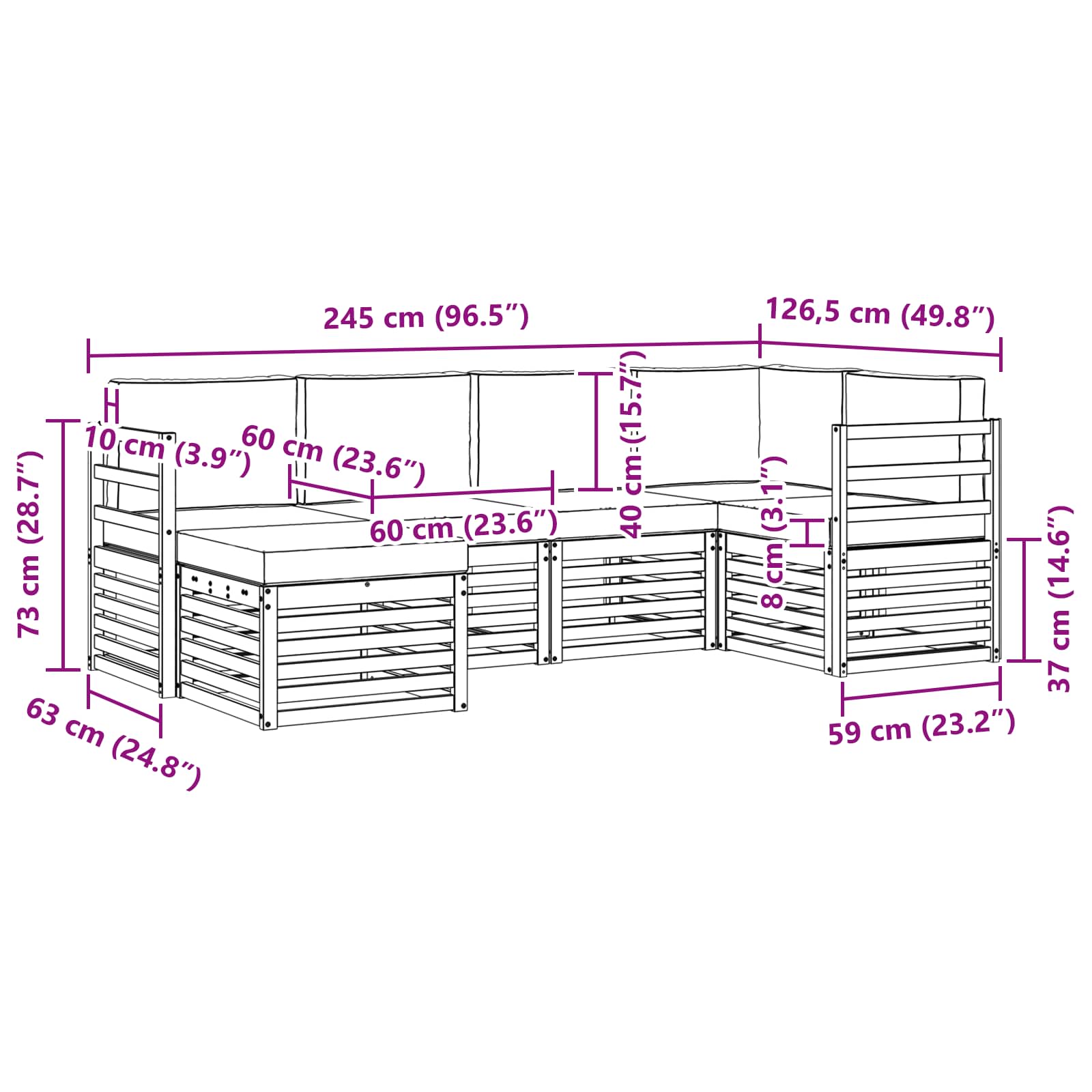 Set vanjskih sofa 6 pcs Bijela i bež Poliester