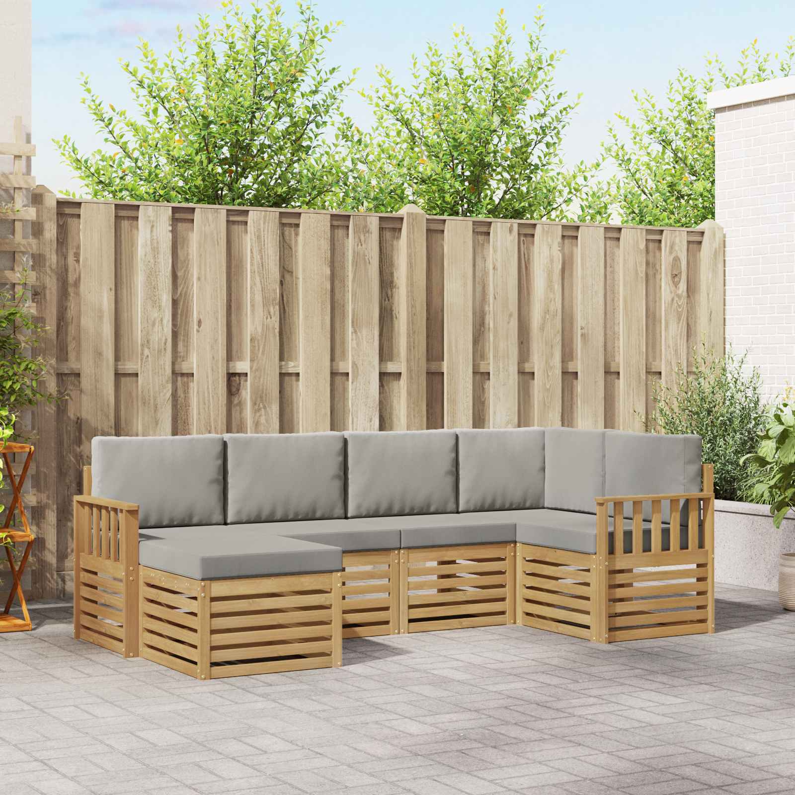 Set vanjskih sofa 6 pcs Bijela i svjetlosiva