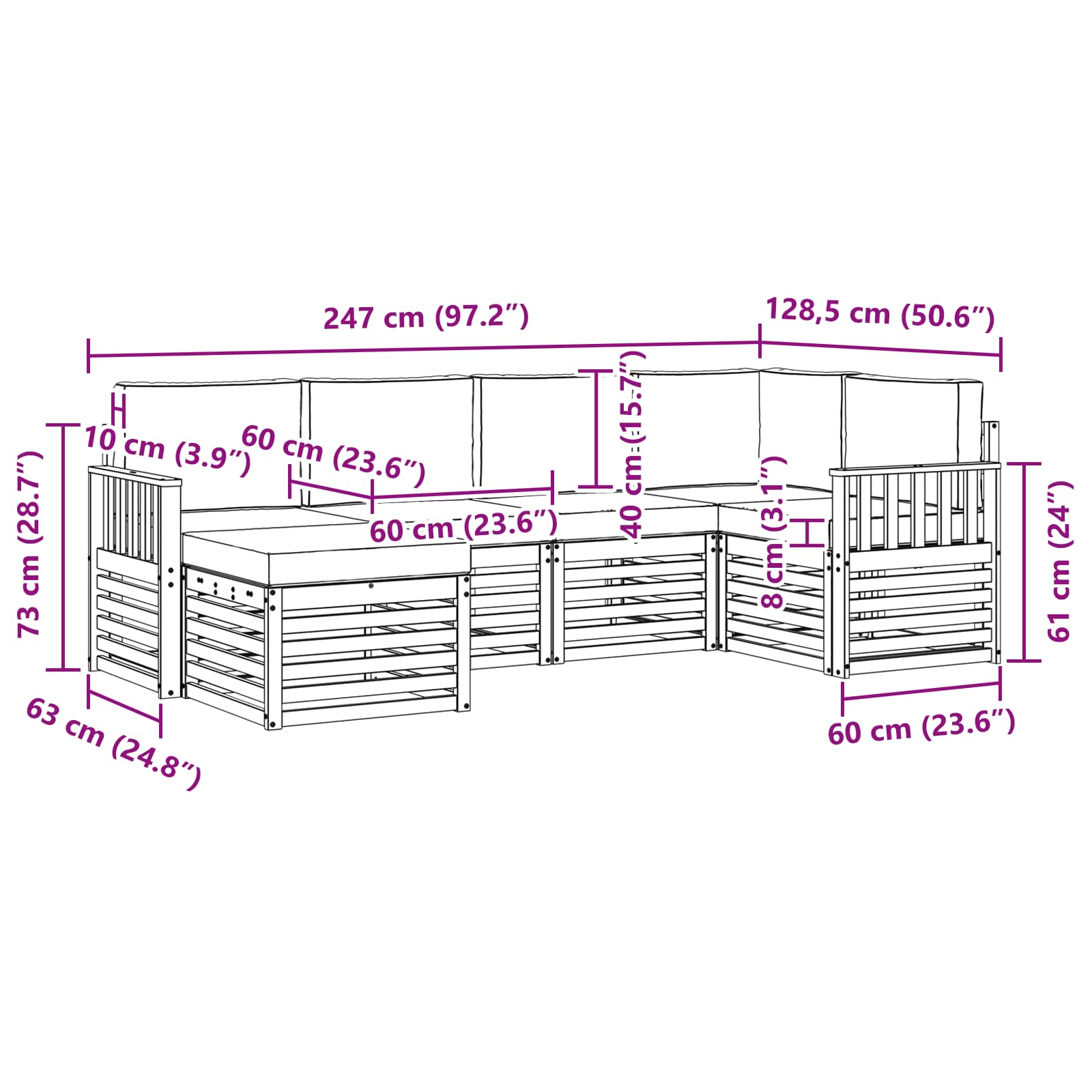 Set vanjskih sofa 6 pcs Bijela i svjetlosiva