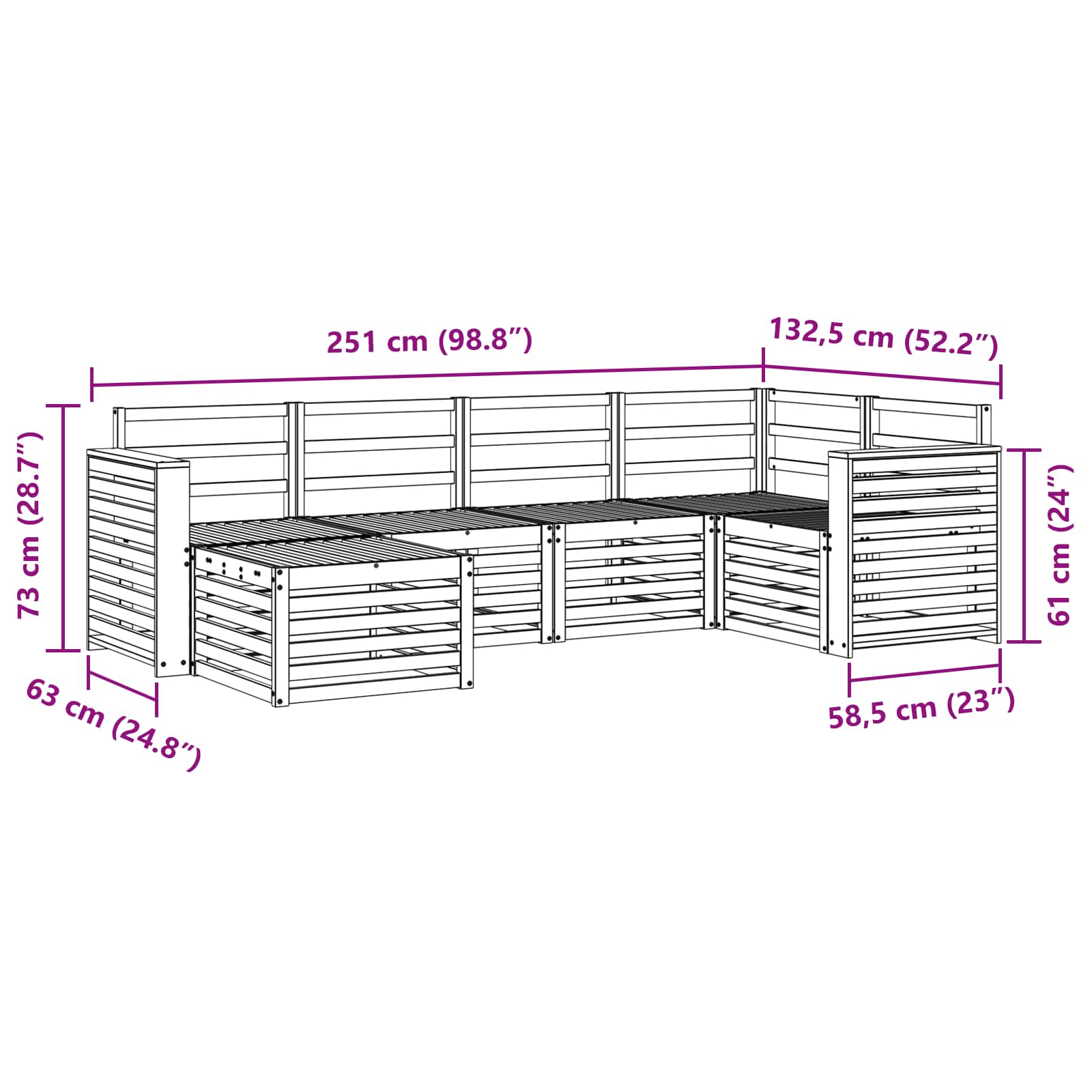 Set vanjskih sofa 6 pcs Bijela Poliester