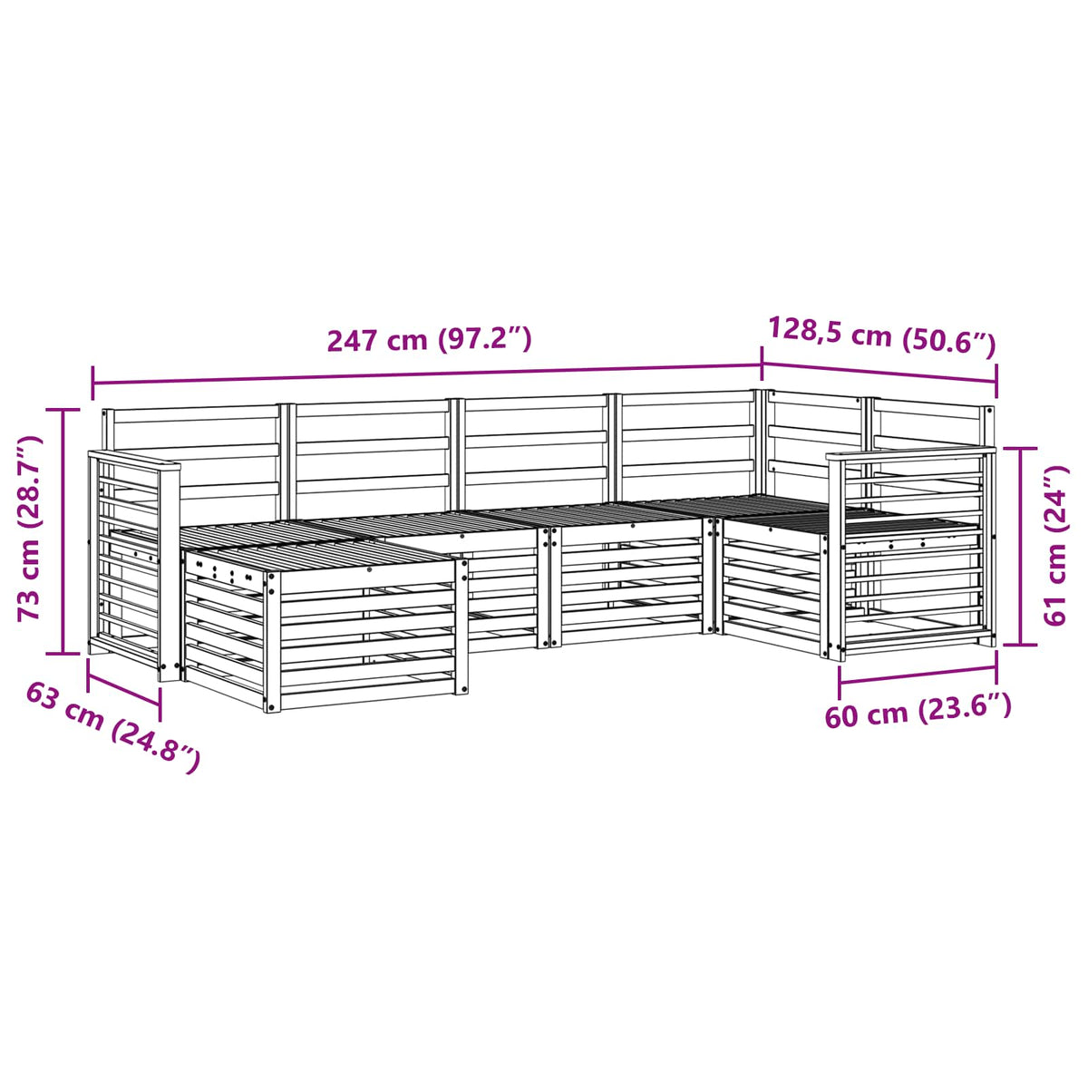 Set vanjskih sofa 6 kom. Bijela Poliester