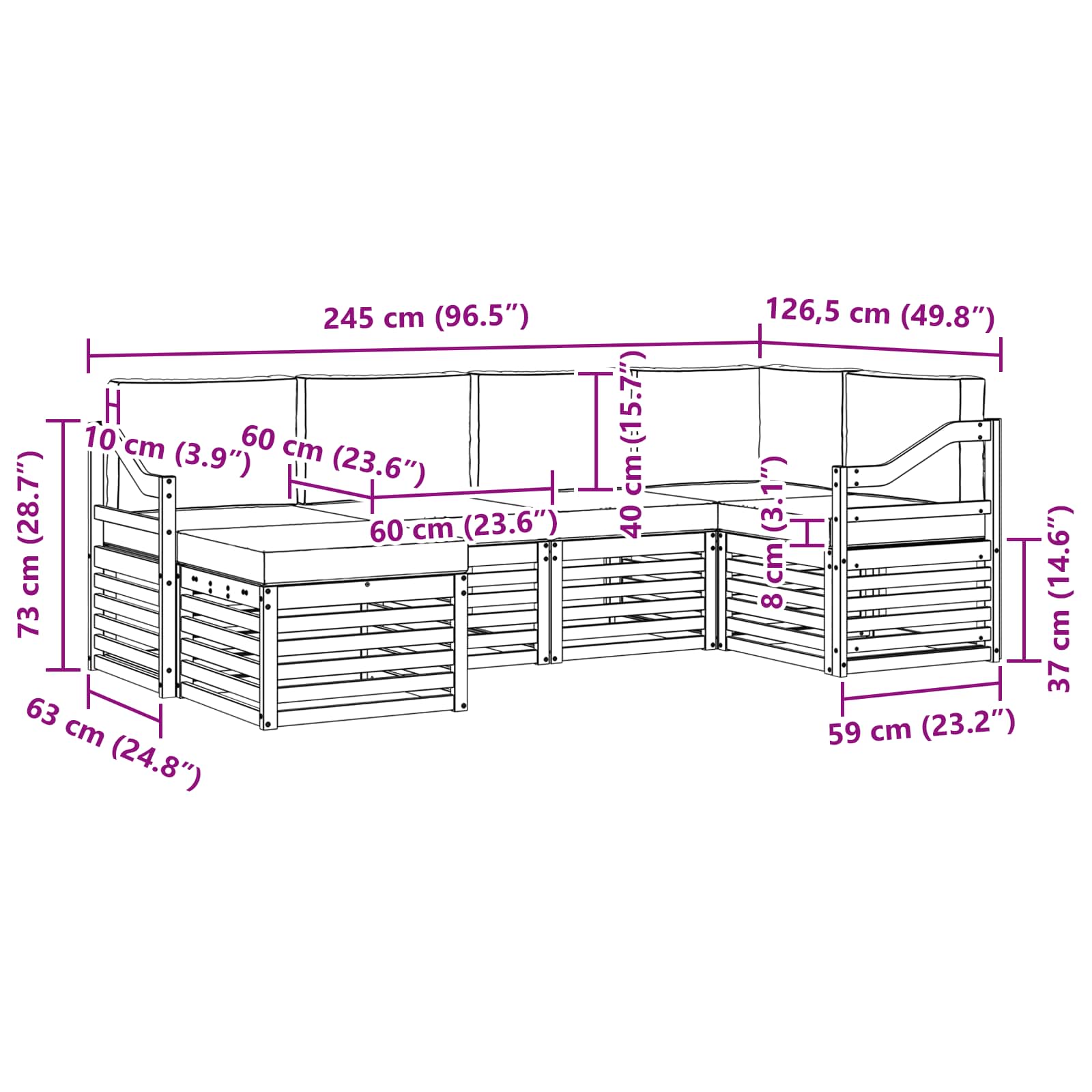 Set vanjskih sofa 6 pcs Bijela i krem Poliester