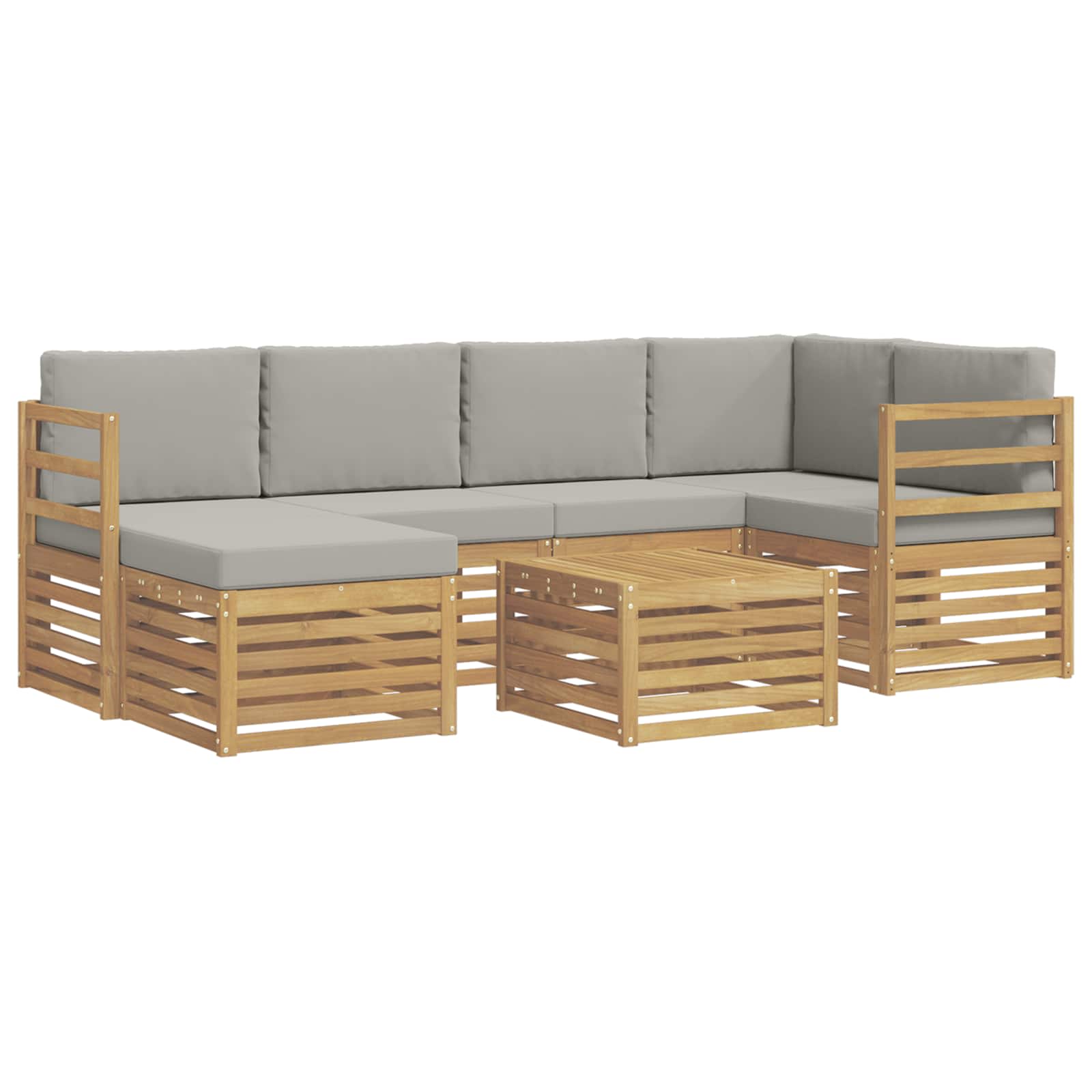 Set vanjskih sofa 7 pcs Bijela i svjetlosiva Poliester