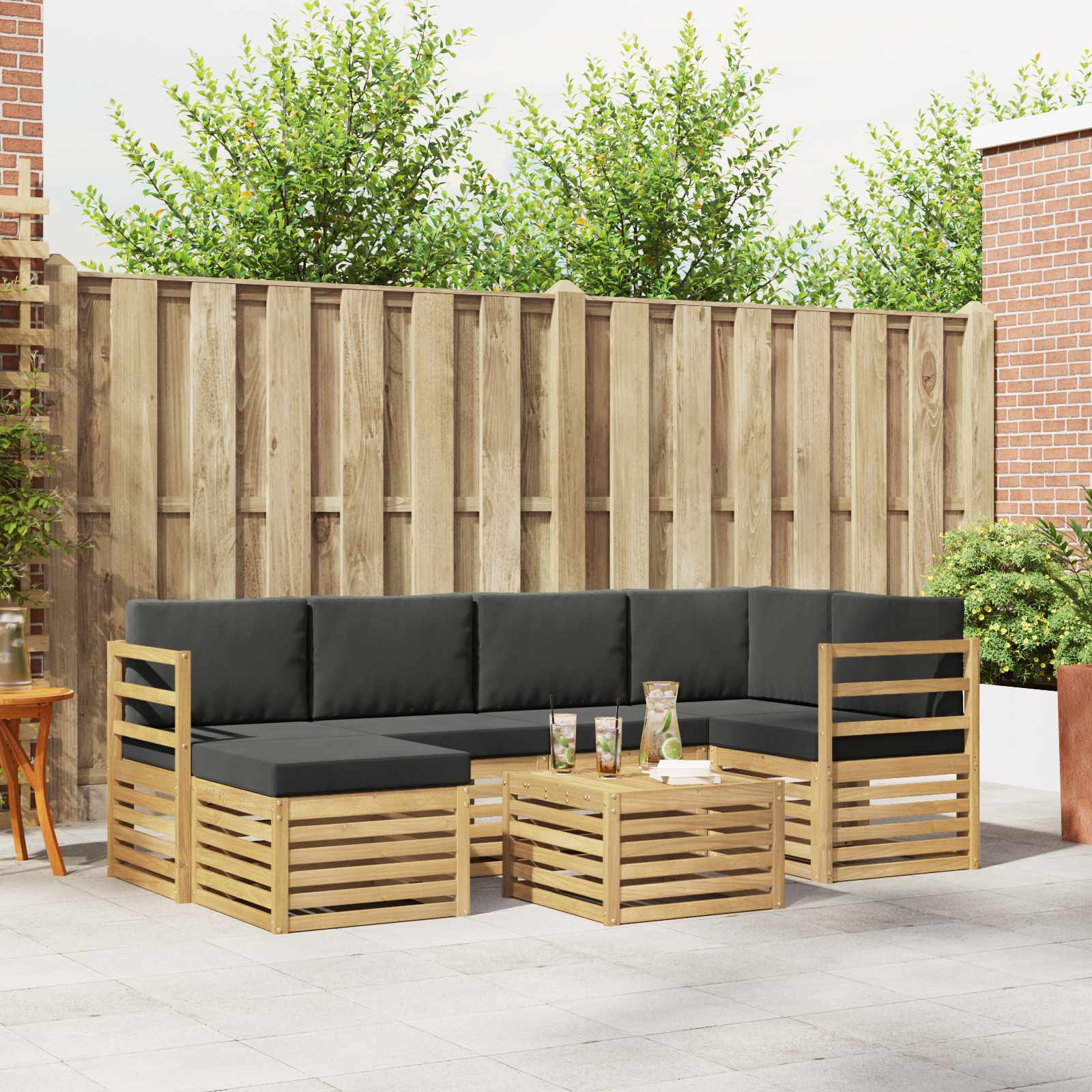 Set vanjskih sofa 7 pcs Bijela i antracit Poliester
