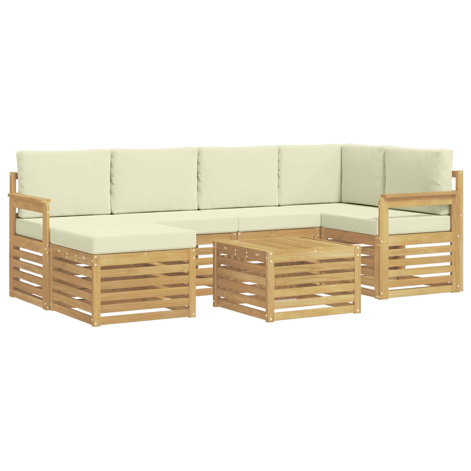 Set vanjskih sofa 7 pcs Bijela i krem Poliester