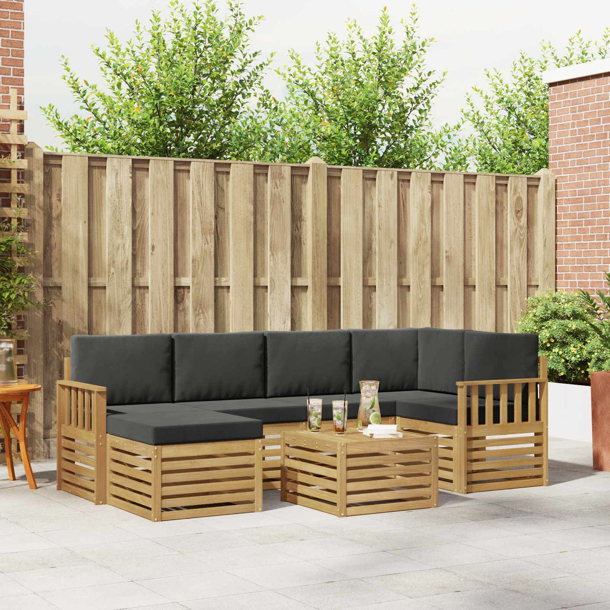 Set vanjskih sofa 7 kom. Bijela i antracit Poliester