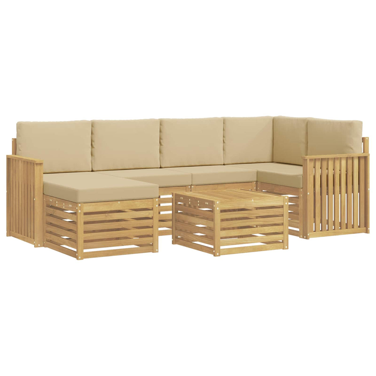 Set vanjskih sofa 7 kom. Bijela i bež Poliester