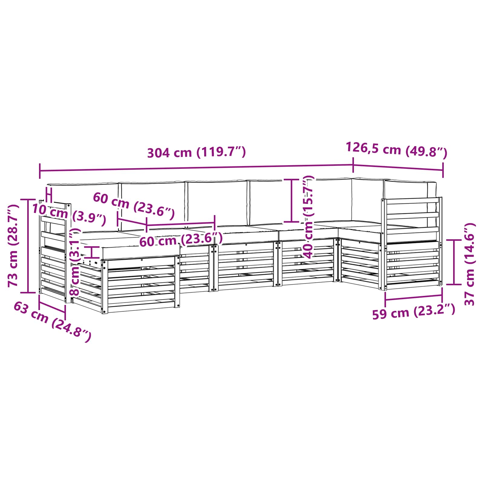 Set vanjskih sofa 7 pcs Bijela i bež