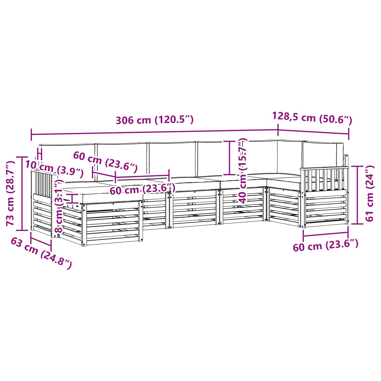 Set vanjskih sofa 7 pcs Bijela i antracit