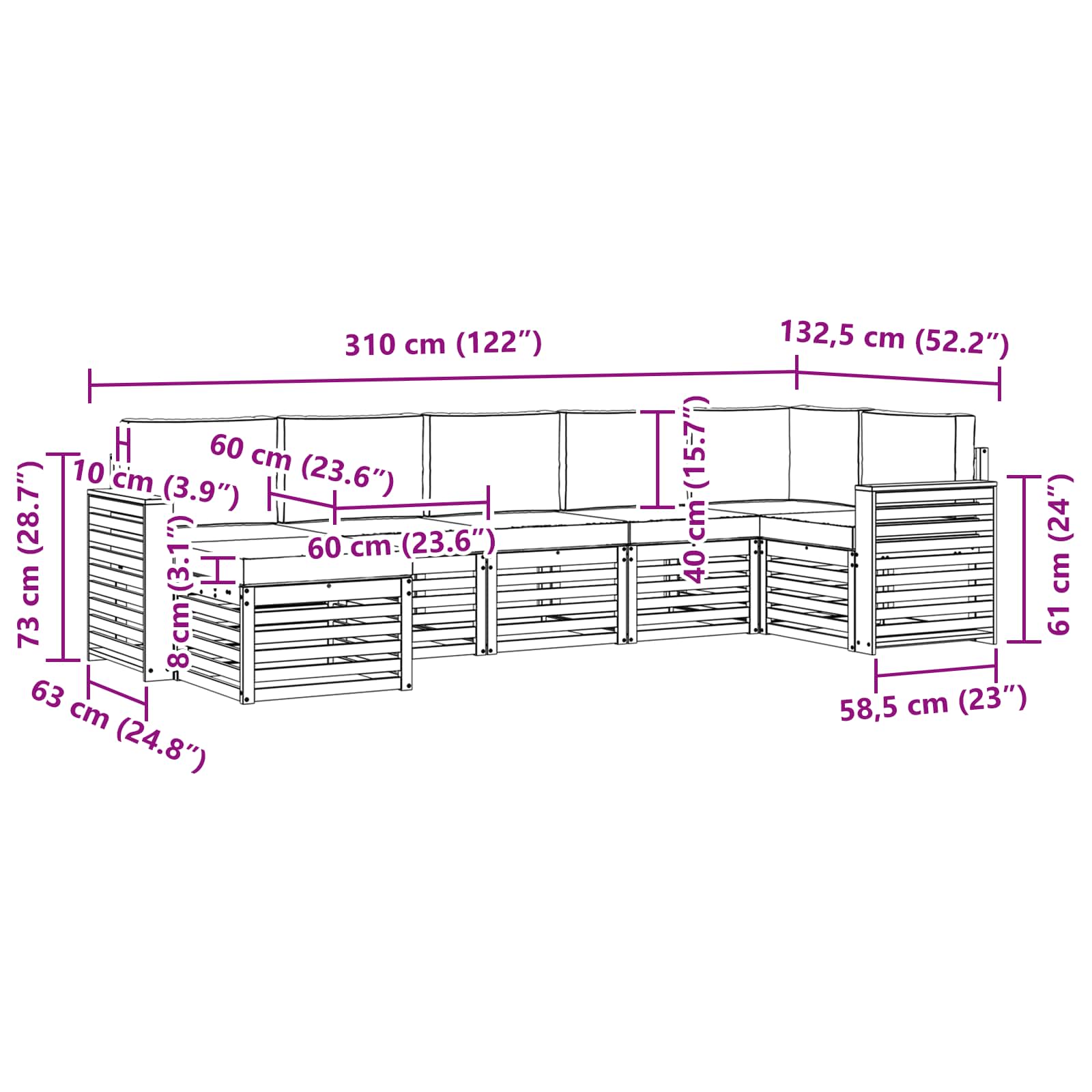 Set vanjskih sofa 7 pcs Bijela i krem