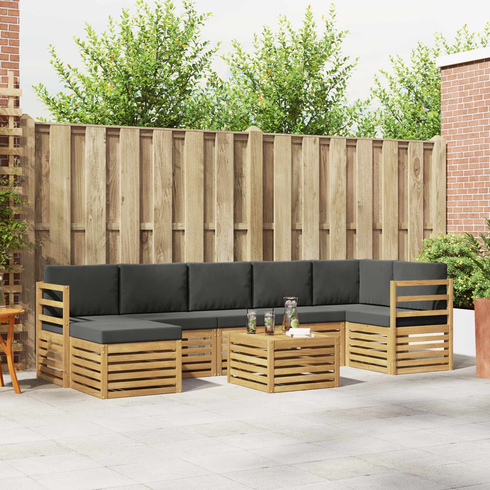 Set vanjskih sofa 8 pcs Bijela i antracit 59 x 59 x 37 cm