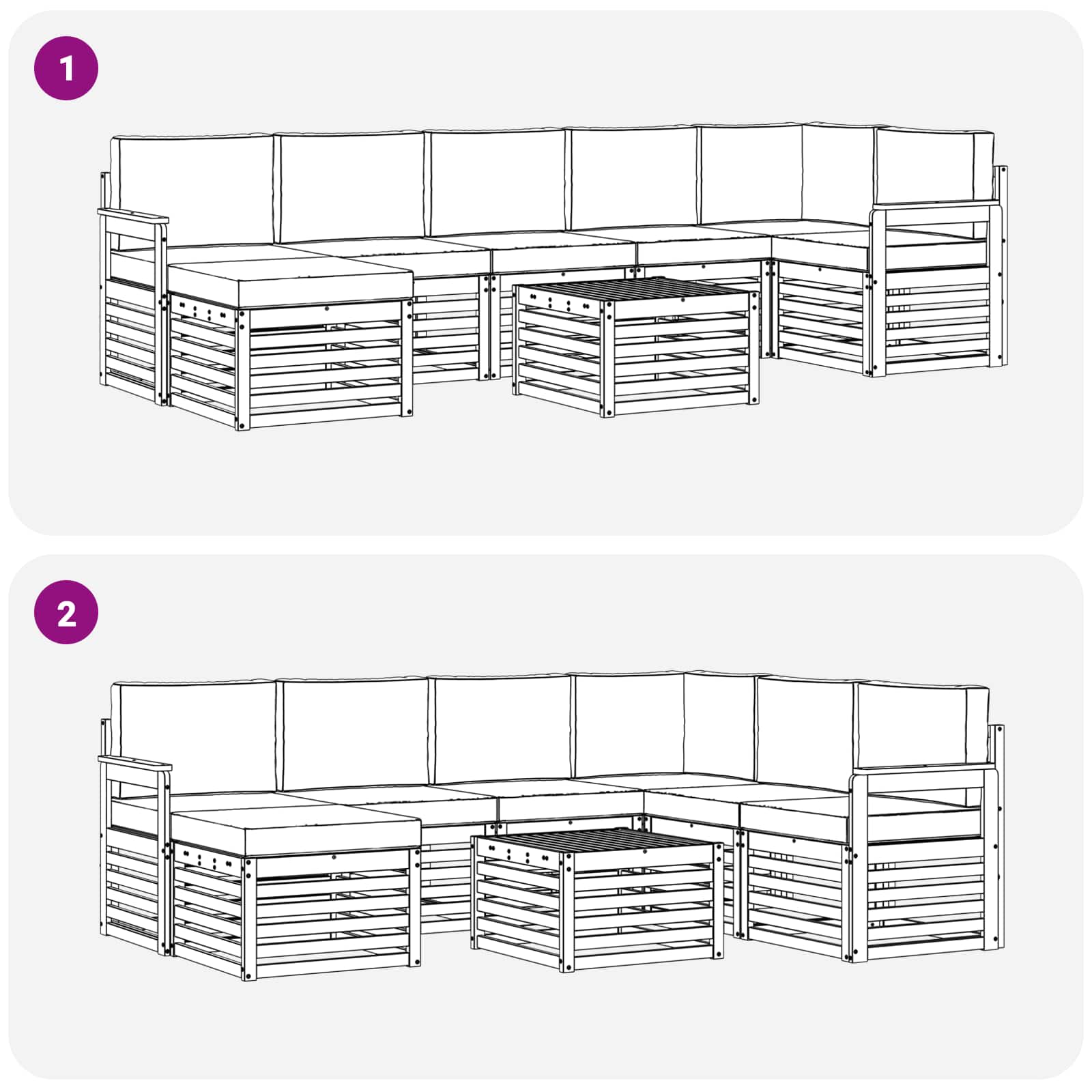 Set vanjskih sofa 8 pcs Bijela i antracit 59 x 59 x 37 cm