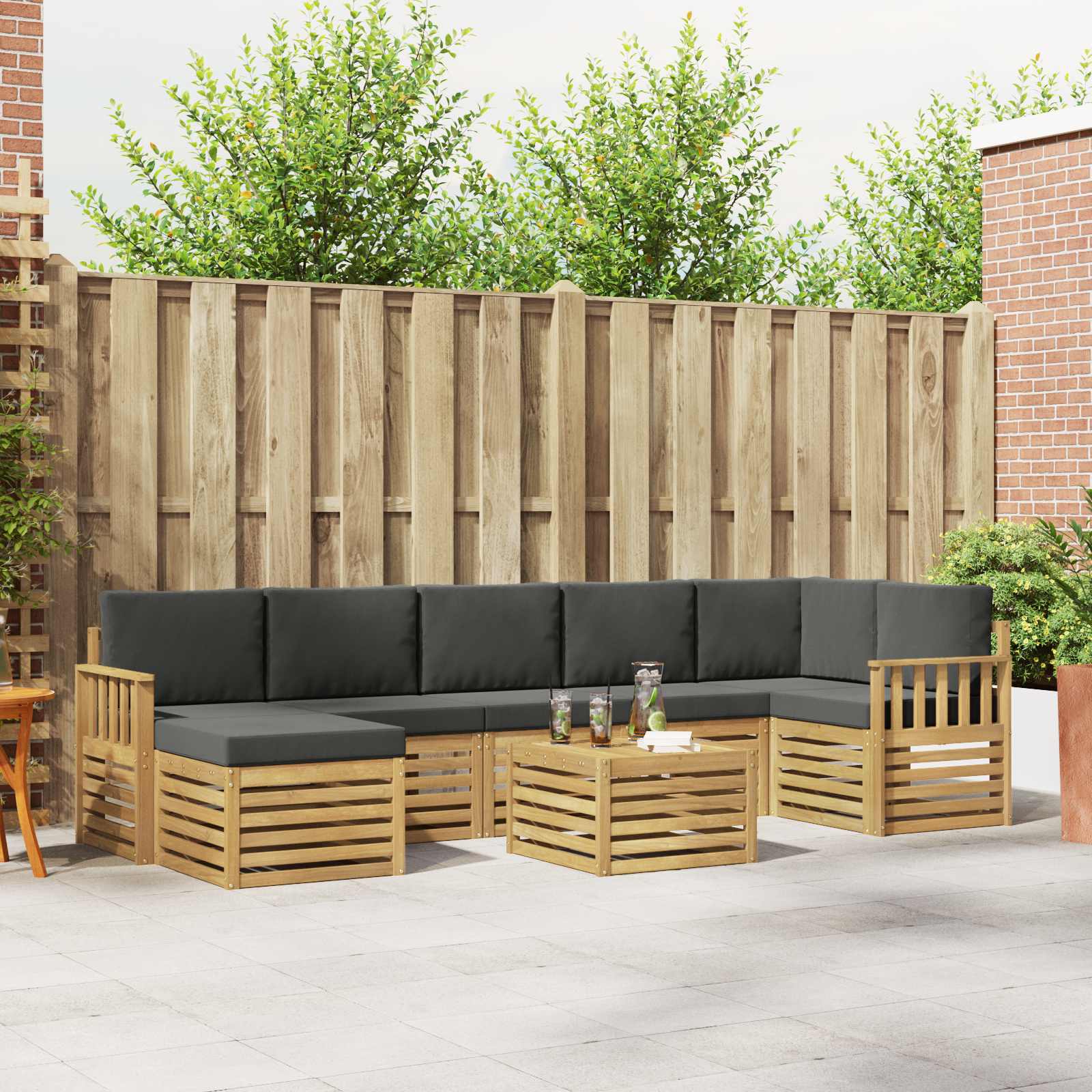Set vanjskih sofa 8 pcs Bijela i antracit 59 x 59 x 37 cm