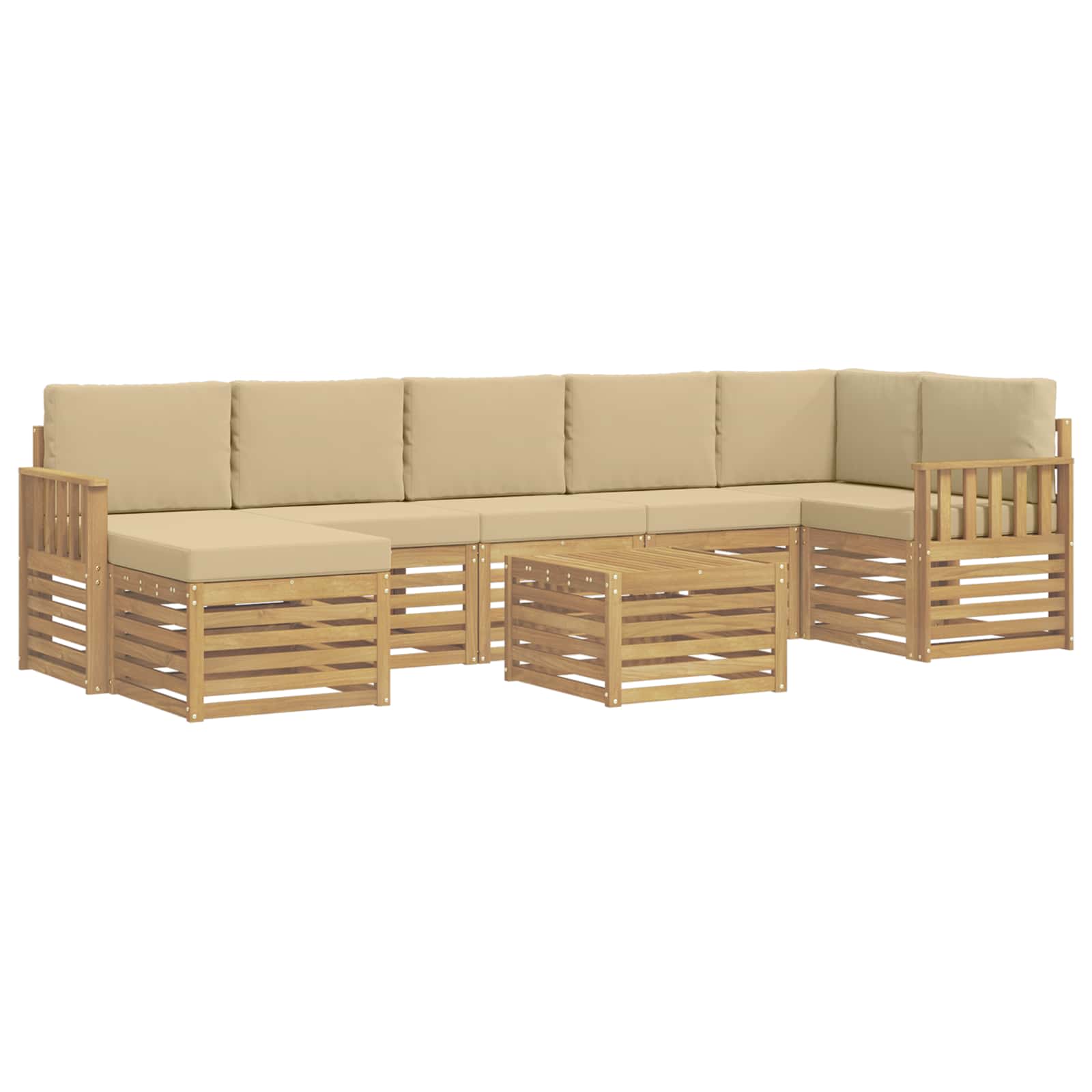 Set vanjskih sofa 7 pcs Bijela i Bež 59 x 59 x 37 cm Poliester