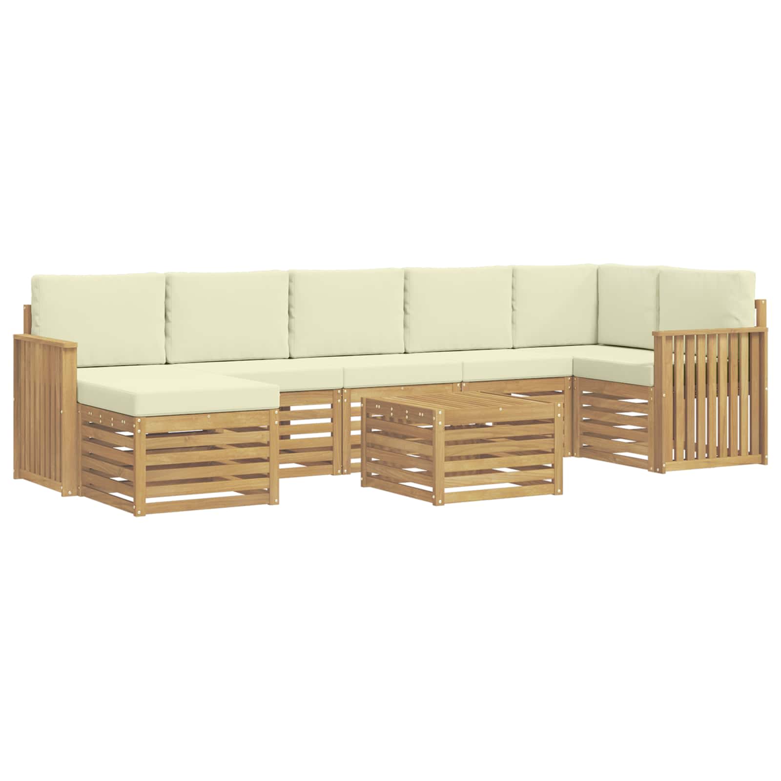 Set vanjskih sofa 8 pcs Bijela i krem 59 x 59 x 37 cm Poliester