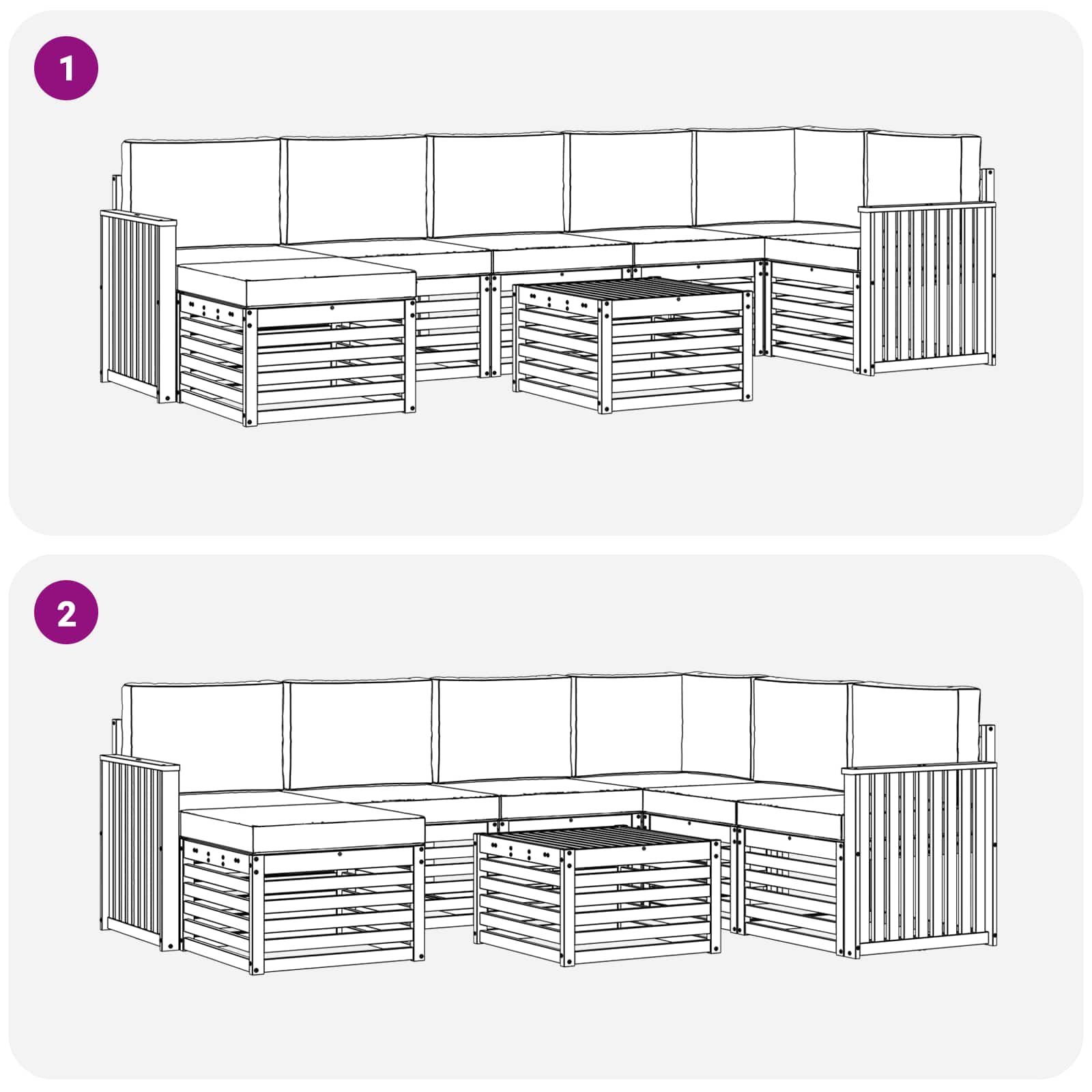 Set vanjskih sofa 8 pcs Bijela i krem 59 x 59 x 37 cm Poliester