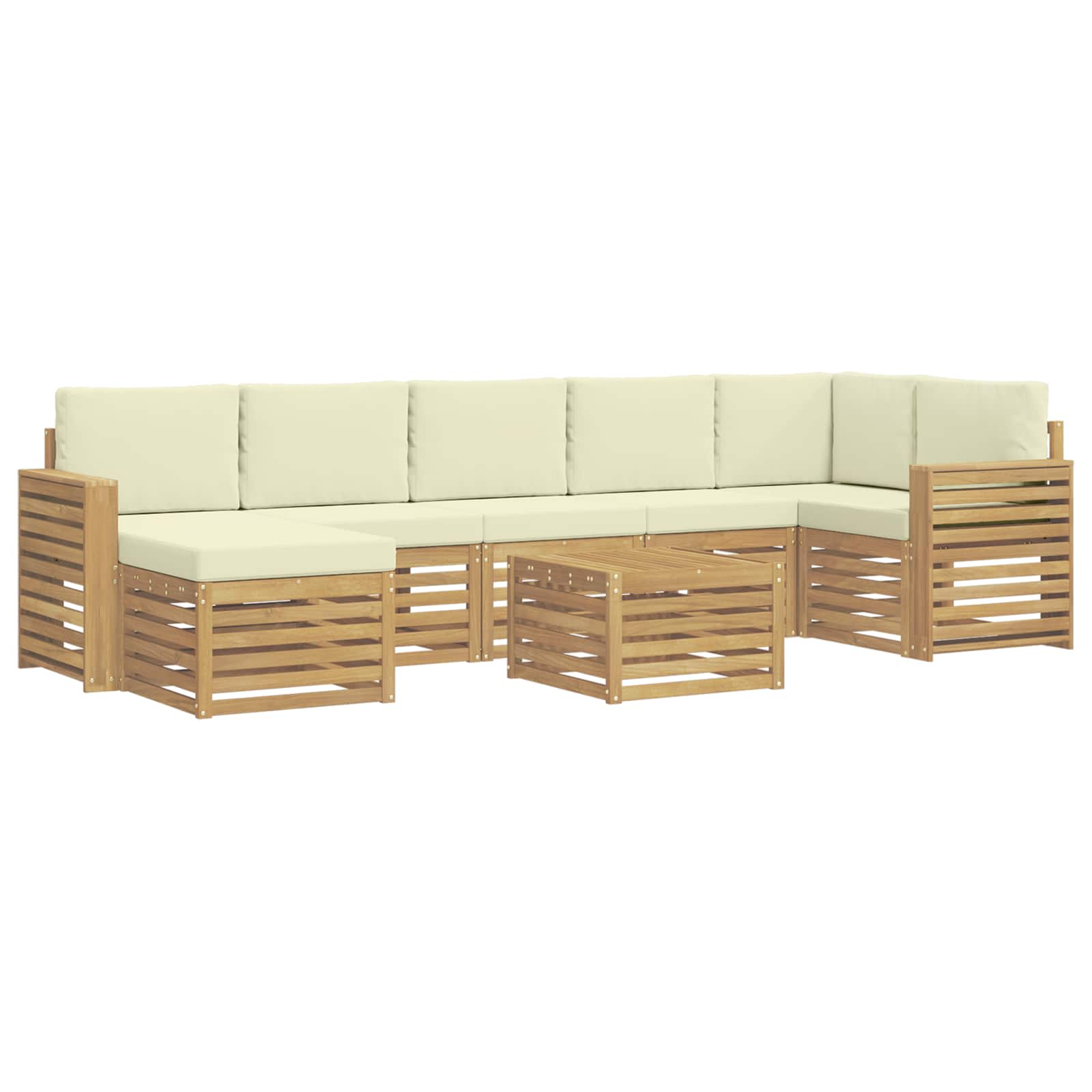 Set vanjskih sofa 8 pcs Bijela i krem 59 x 59 x 37 cm Poliester
