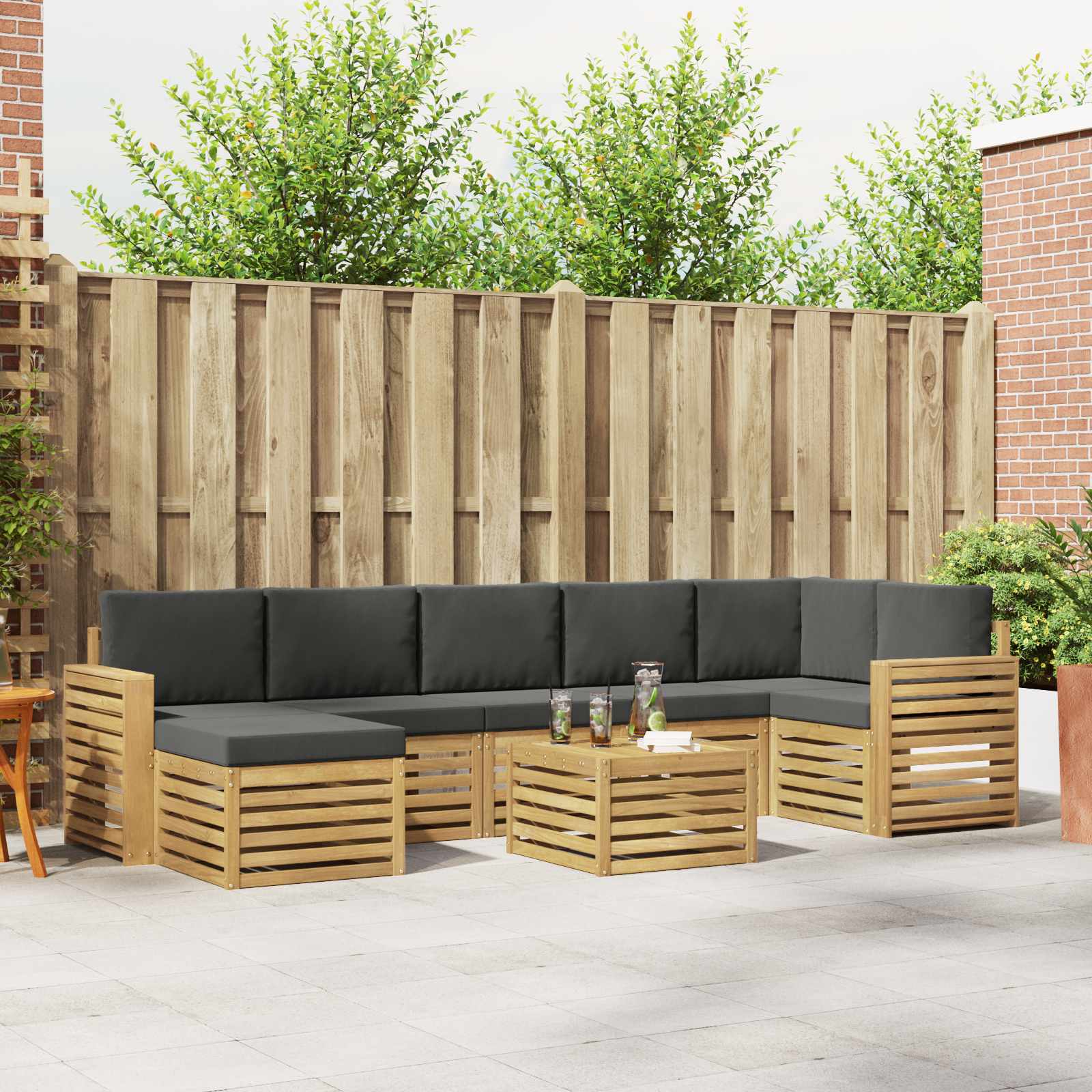 Set vanjskih sofa 8 pcs Bijela i antracit 59 x 59 x 37 cm