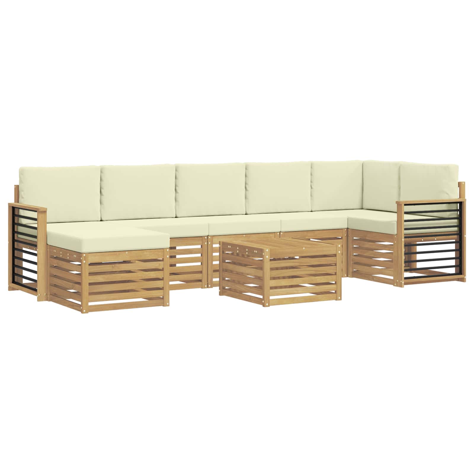 Set vanjskih sofa 8 pcs Bijela i krem 59 x 59 x 37 cm Poliester