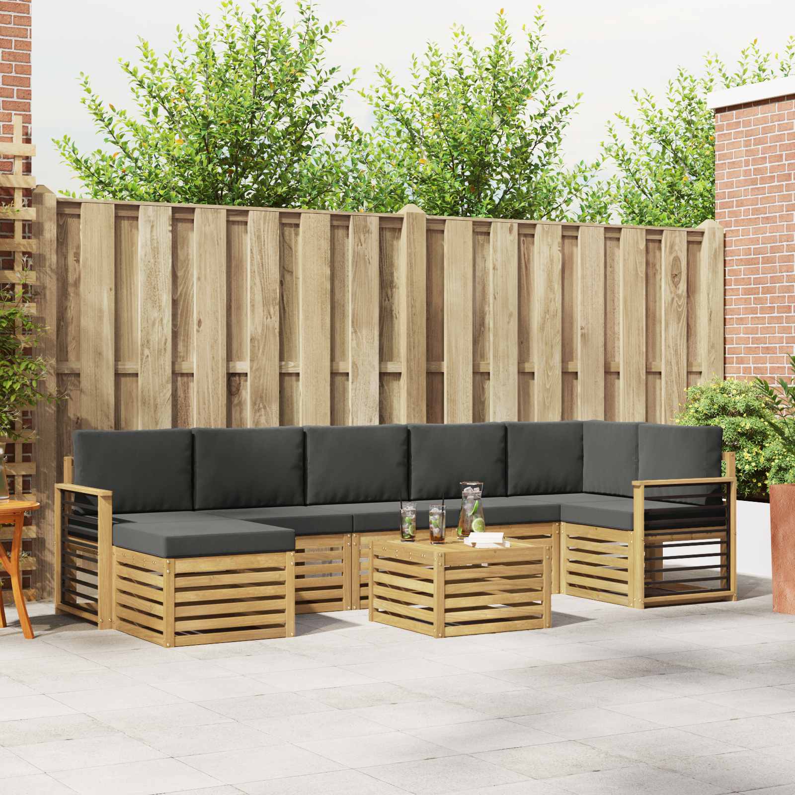 Set vanjskih sofa 8 pcs Bijela i antracit 59 x 59 x 37 cm