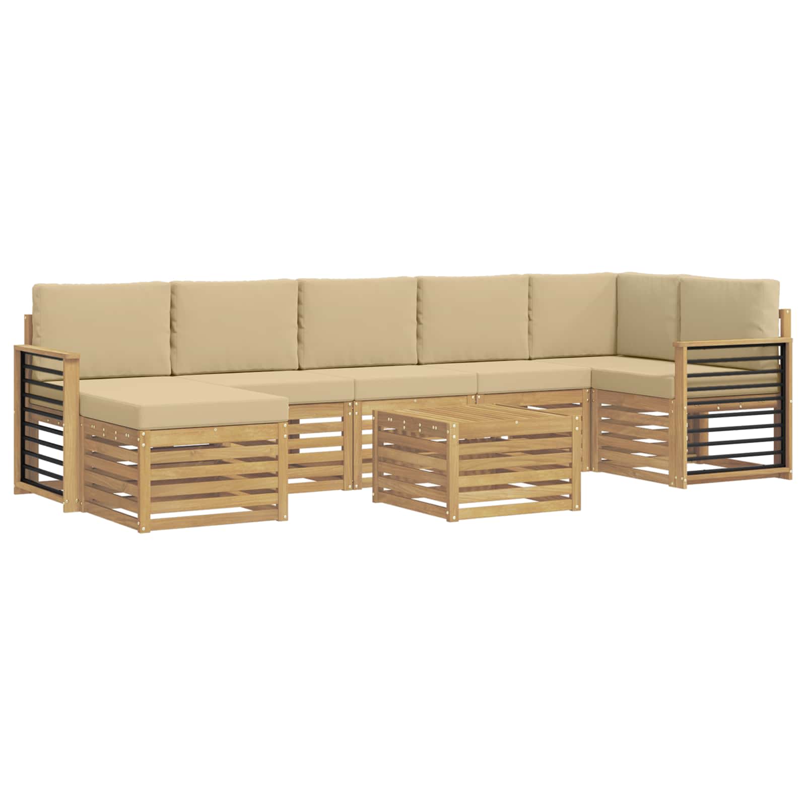 Set vanjskih sofa 8 pcs Bijela i bež 59 x 59 x 37 cm Poliester
