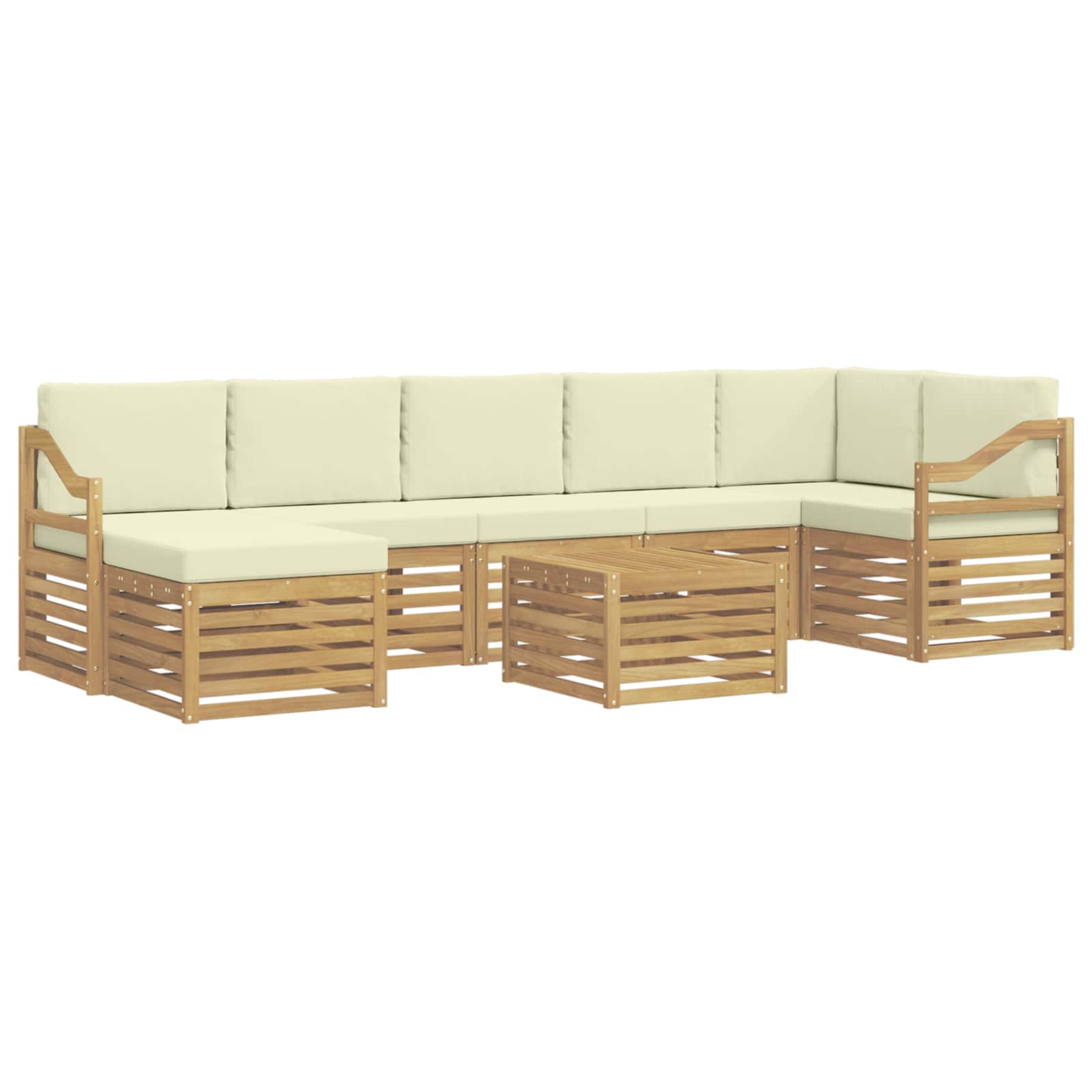 Set vanjskih sofa 8 pcs Bijela i krem 59 x 59 x 37 cm Poliester