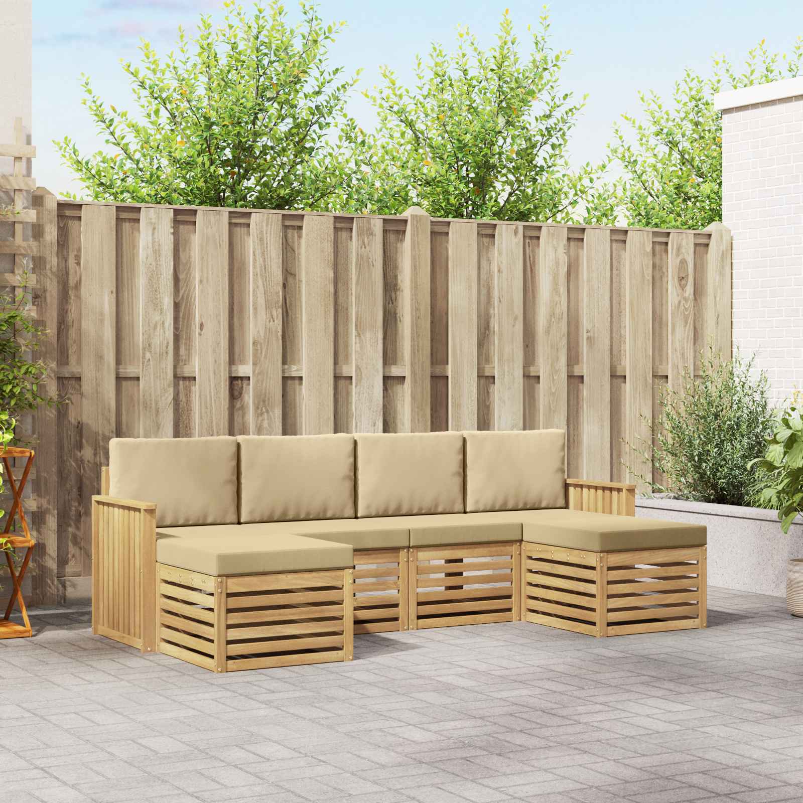 Set vanjskih sofa 6 pcs Bijela i bež 249 x 122,5 x 73 cm