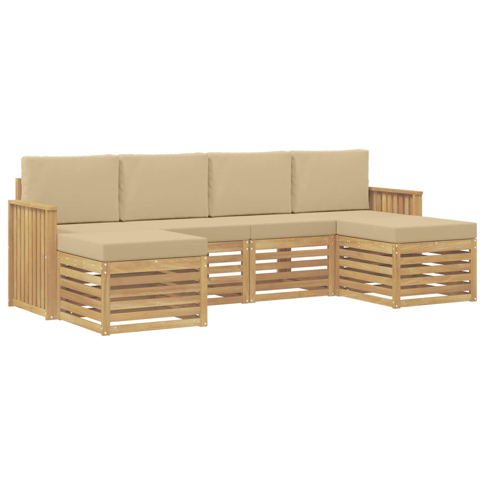 Set vanjskih sofa 6 pcs Bijela i bež 249 x 122,5 x 73 cm