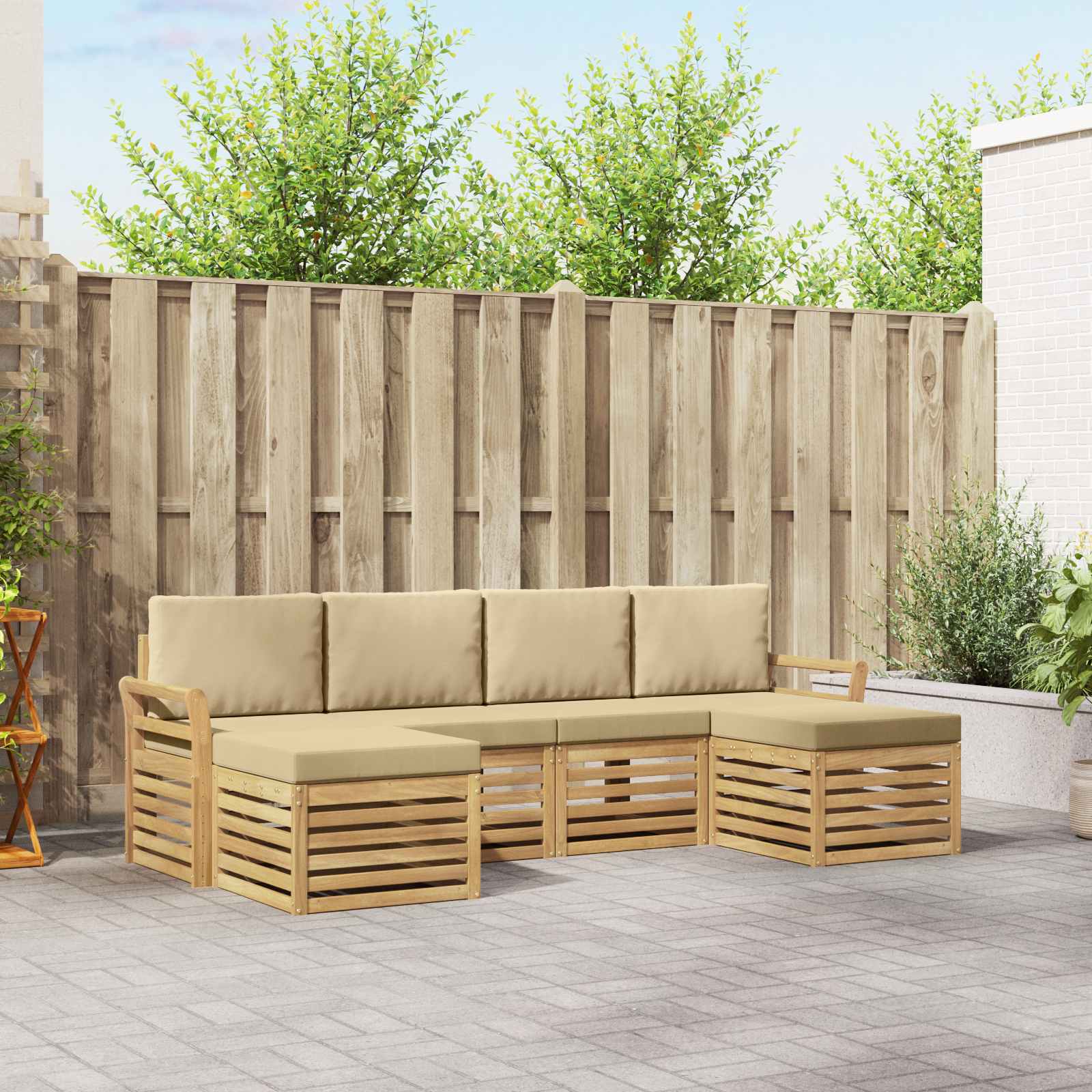 Set vanjskih sofa 6 pcs Bijela i bež 253 x 122,5 x 73 cm