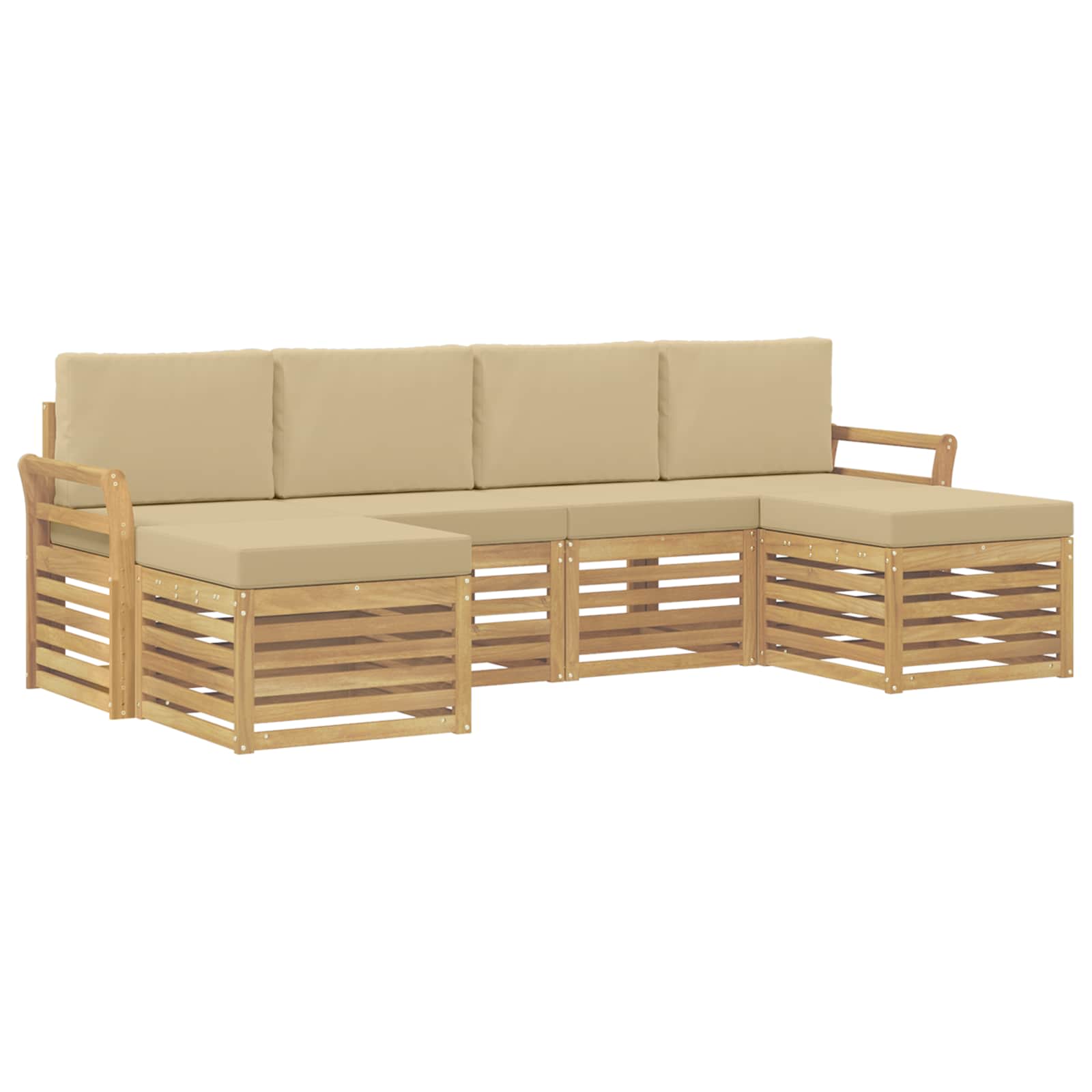 Set vanjskih sofa 6 pcs Bijela i bež 253 x 122,5 x 73 cm