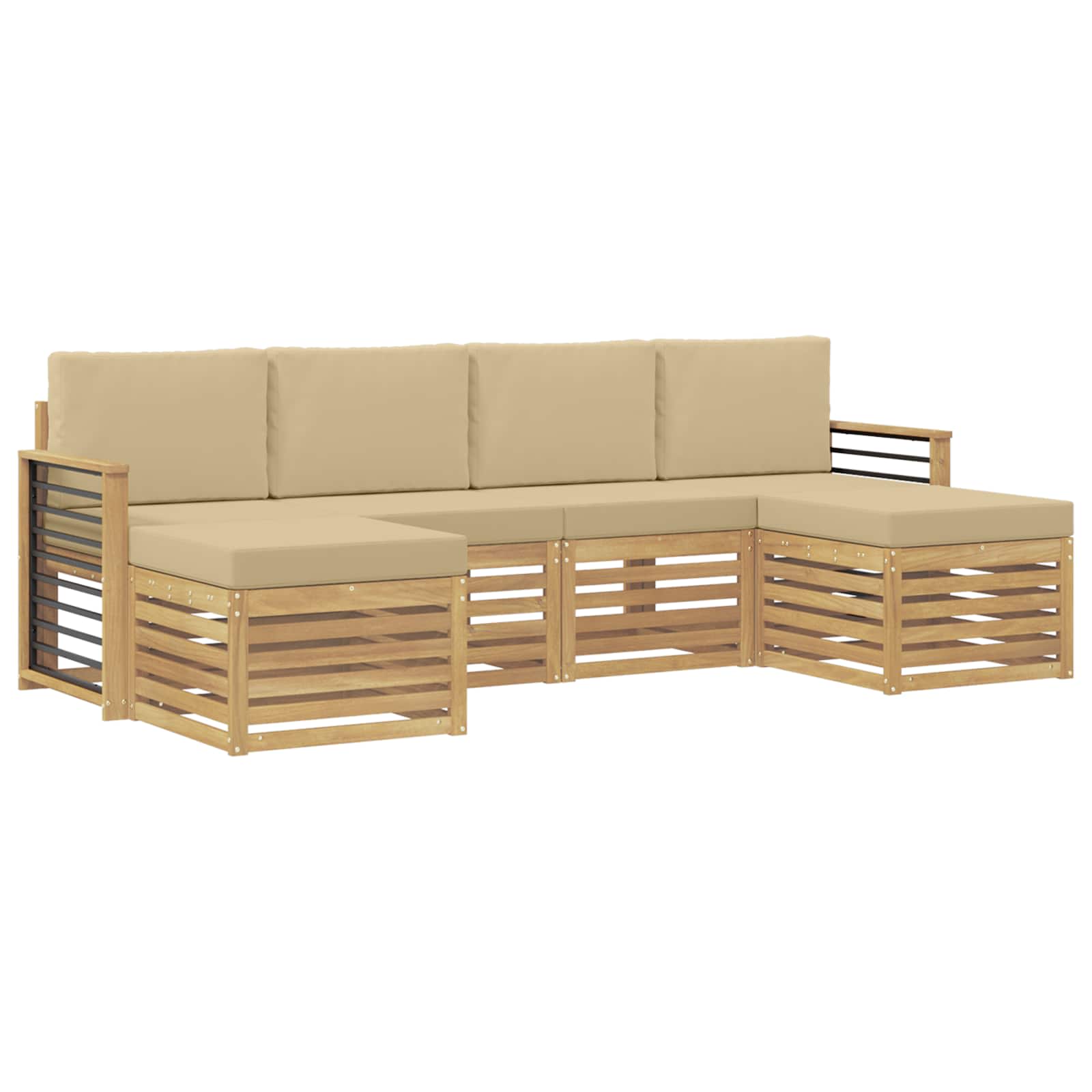 Setovi sofa s jastukom 6 pcs Bijela i bež Poliester