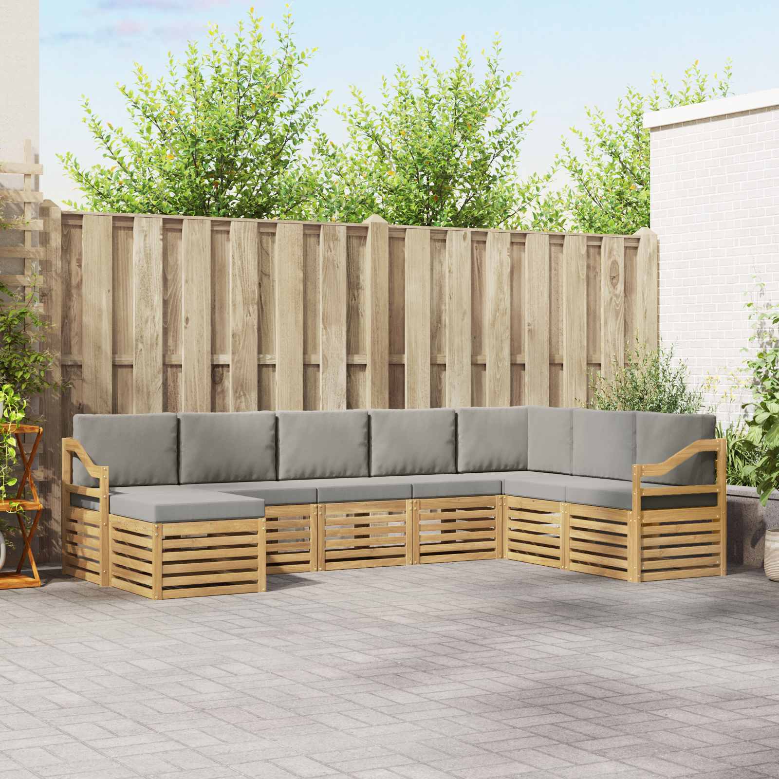 Set vanjskih sofa 8 pcs Bijela i svjetlosiva
