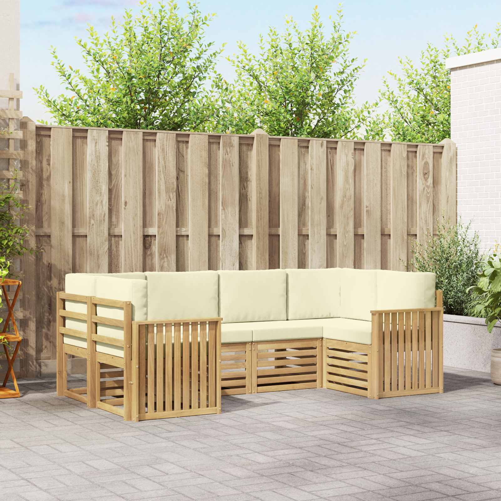 Set vanjskih sofa 6 pcs Bijela i krem 245 x 128,5 x 73 cm