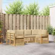 Set vanjskih sofa 6 pcs Bijela i bež 245 x 130,5 x 73 cm