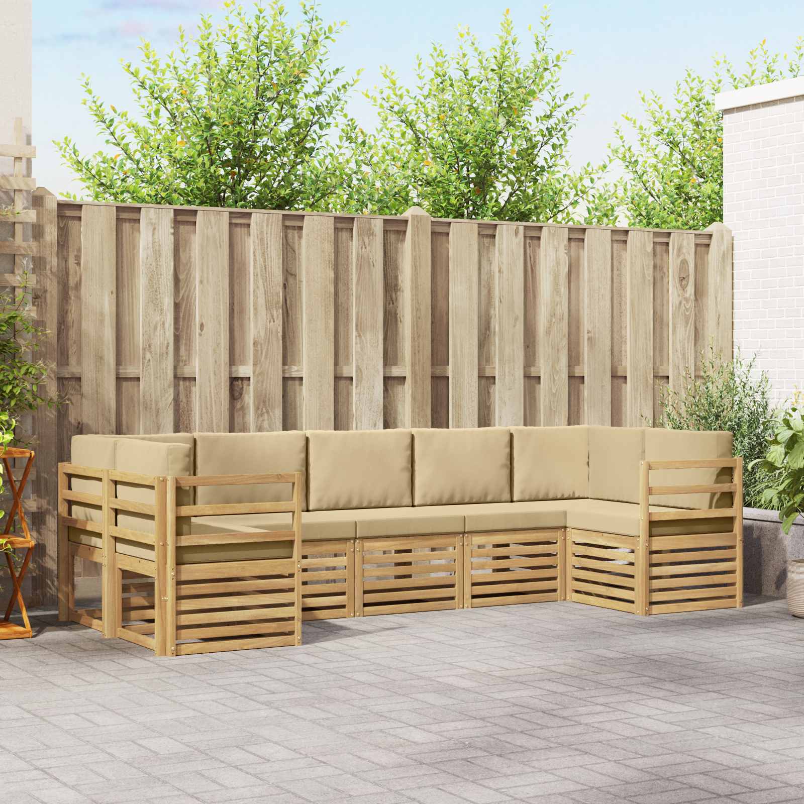 Sekcijska garnitura 7 pcs Bijela i bež 304 x 126,5 x 73 cm