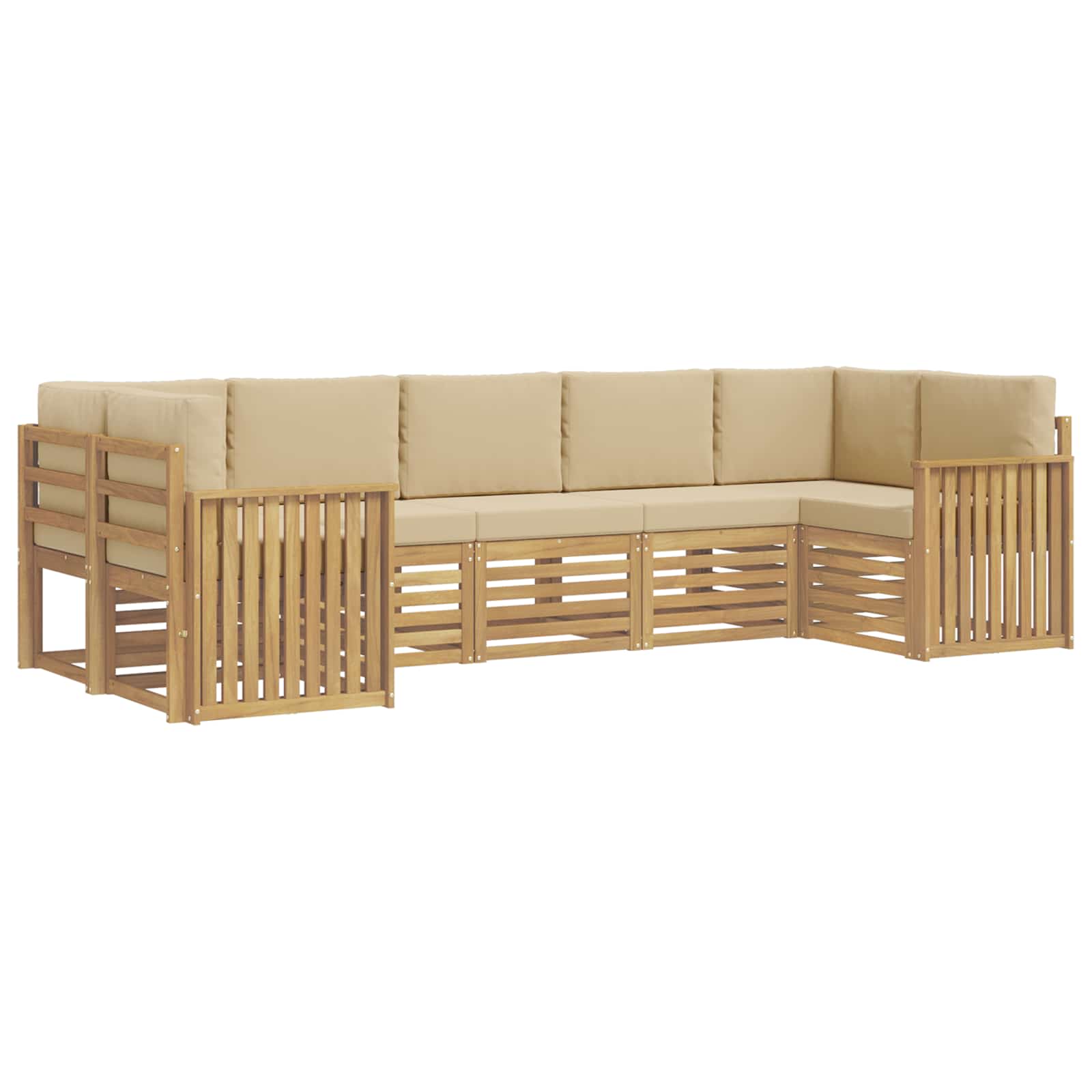Set vanjskih sofa 7 pcs Bijela i bež 304 x 128,5 x 73 cm