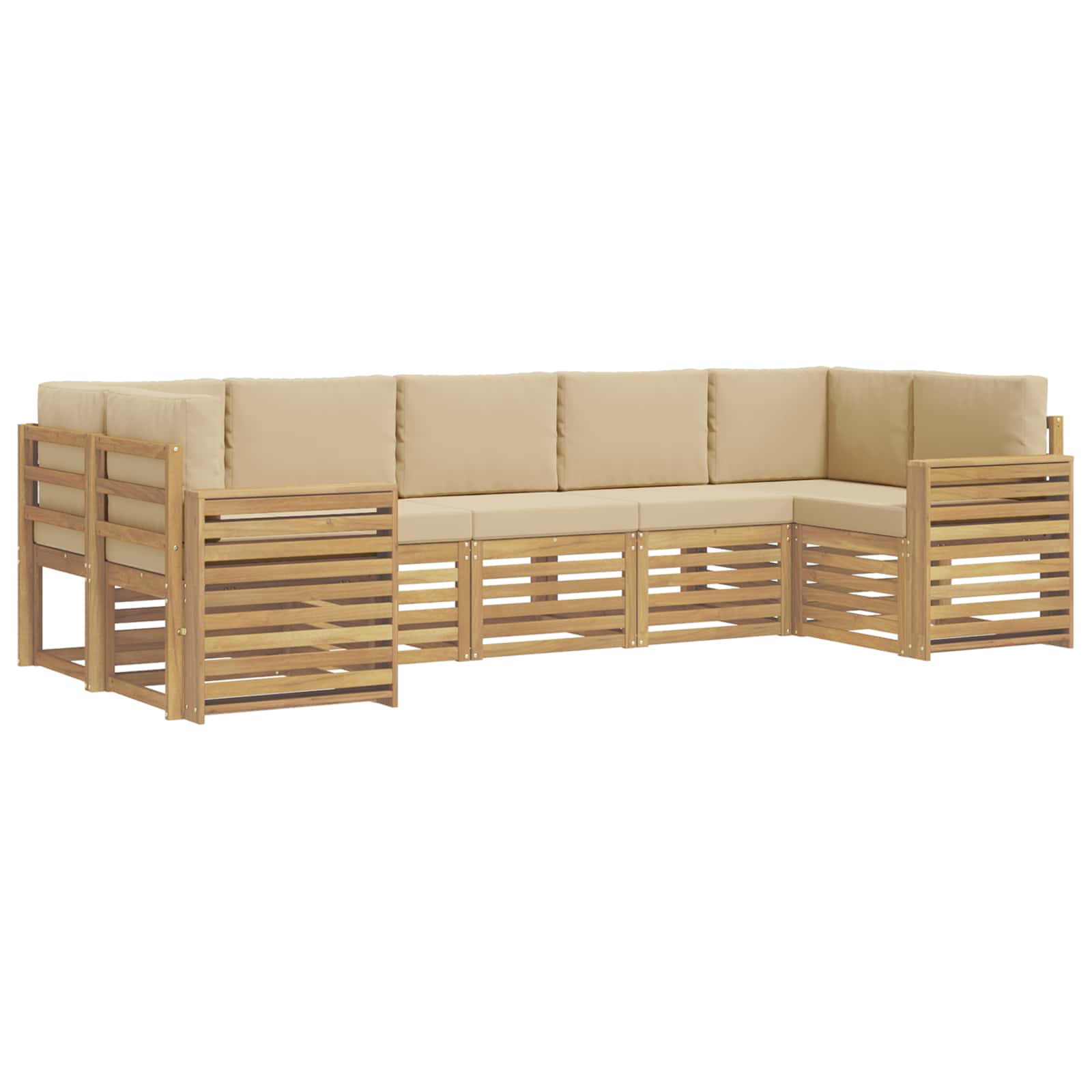 Set vanjskih sofa 7 pcs Bijela i bež 304 x 132,5 x 73 cm