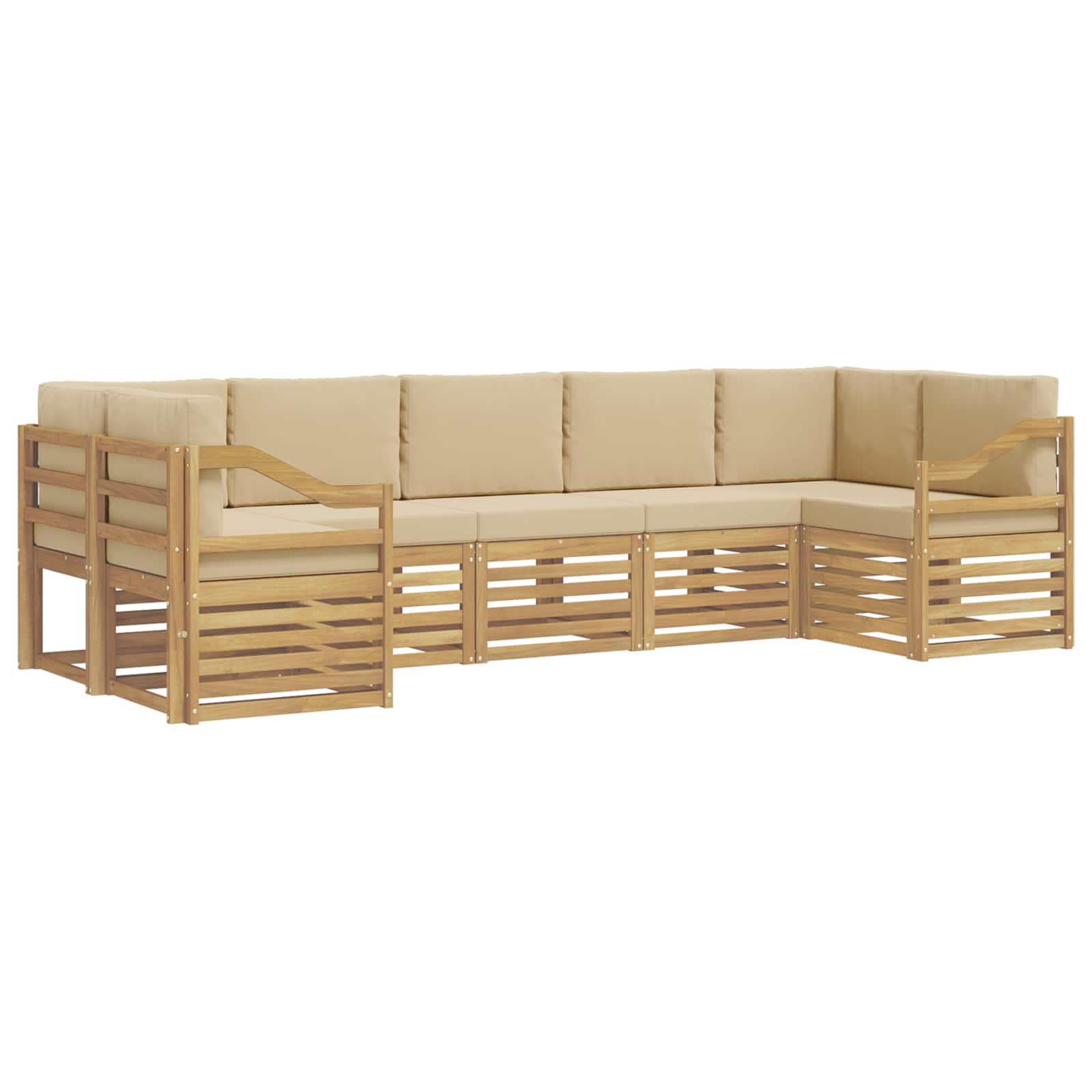 Sekcijska garnitura 7 pcs Bijela i bež 304 x 126,5 x 73 cm