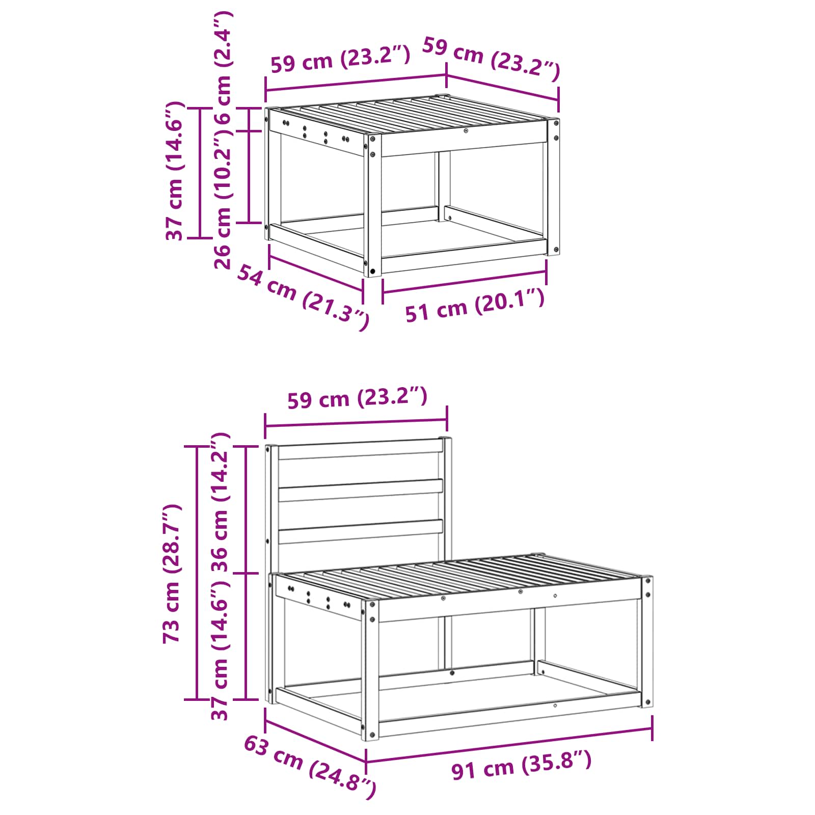 Set vanjskih sofa 4 Komad Bijela Čvrsto drvo akacije