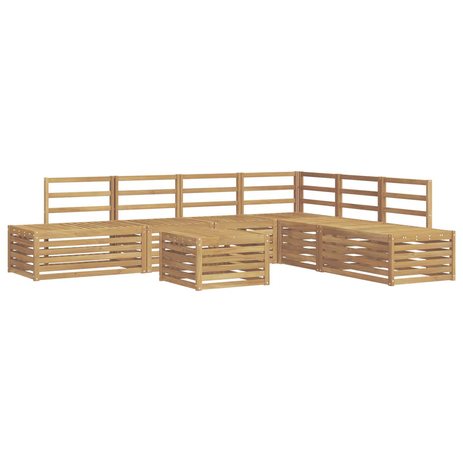 7 pcs Set vanjskih sofa Čvrsto drvo akacije Bijela
