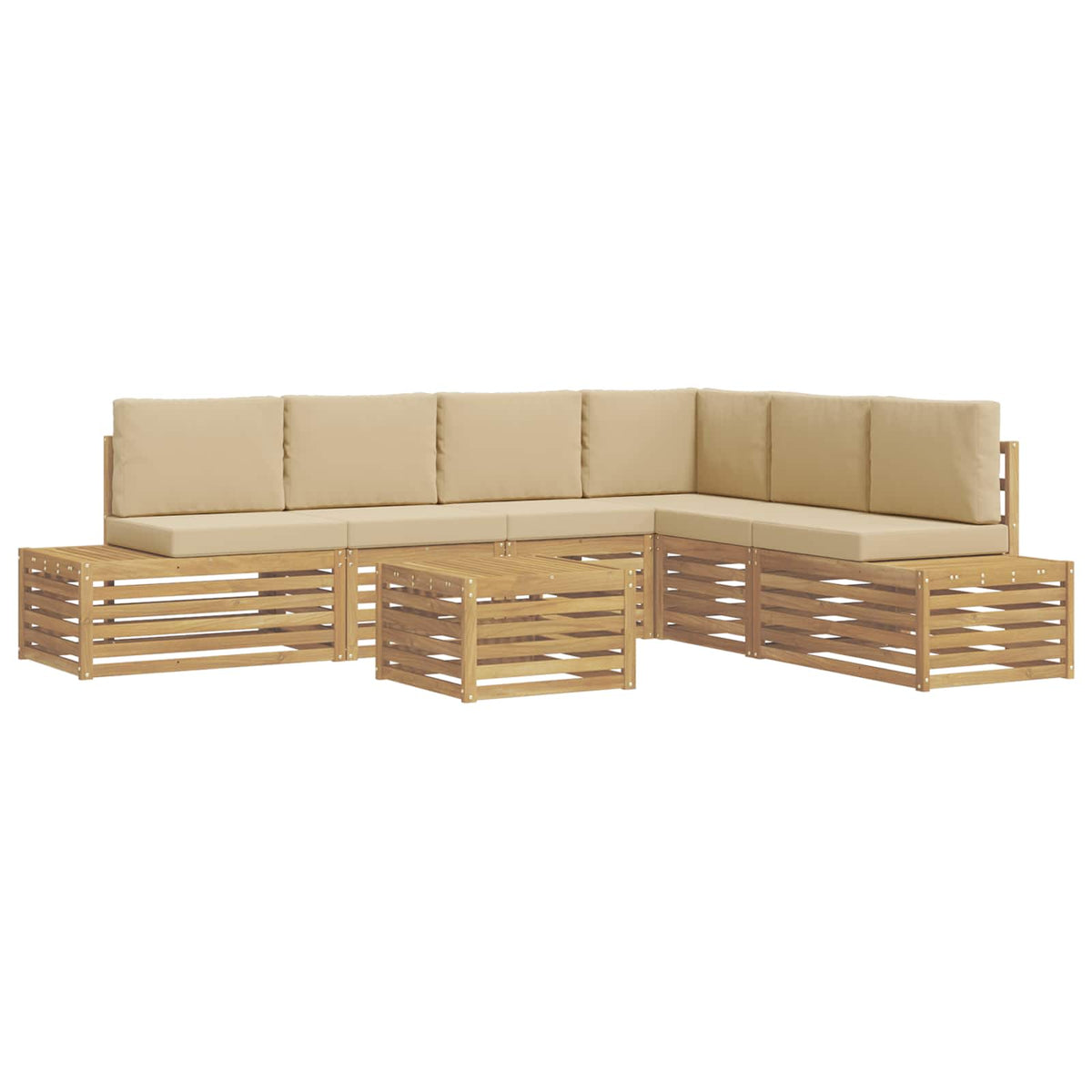 7 kom. Set vanjskih sofa Poliester Bijela i bež