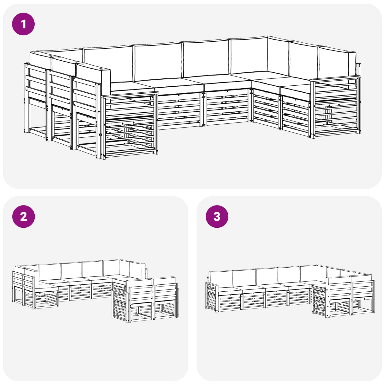 Sekcijska garnitura 9 pcs Bijela i antracit 304 x 187,5 x 73 cm