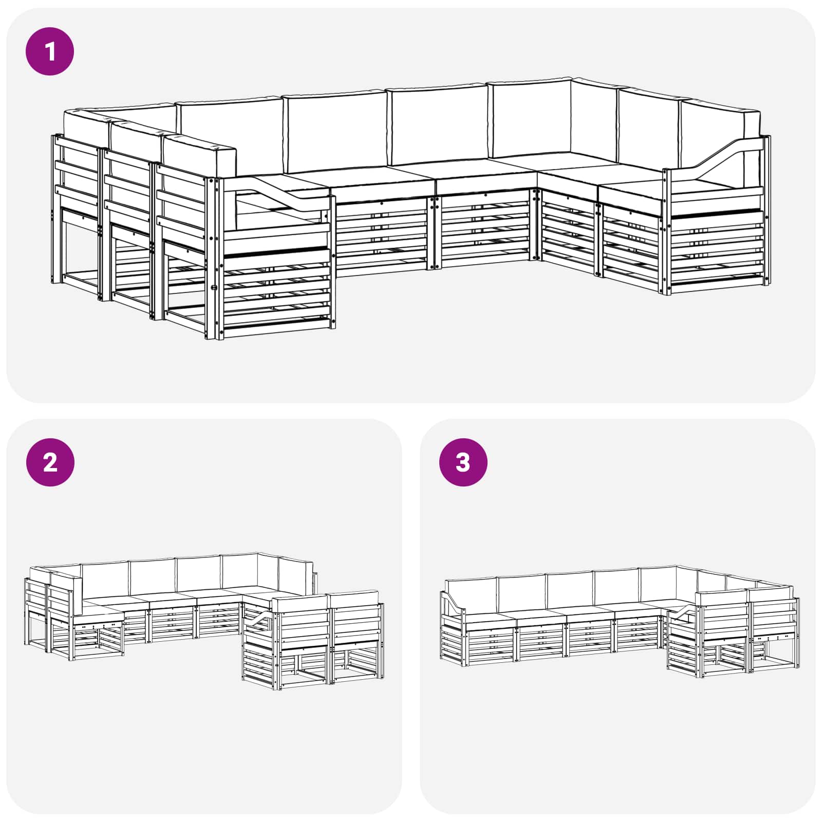 Sekcijska garnitura 9 pcs Bijela i svjetlosiva