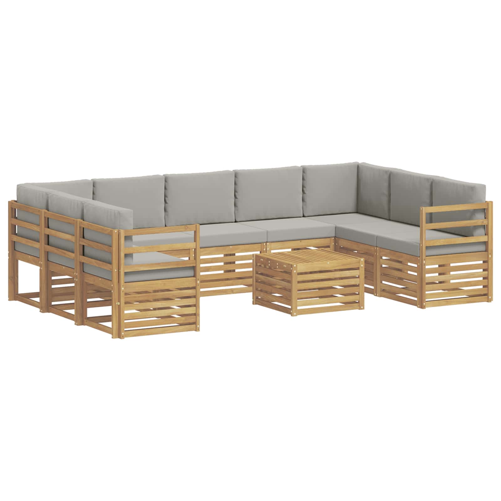 Set vanjskih sofa 10 kom. Bijela i svjetlosiva Poliester