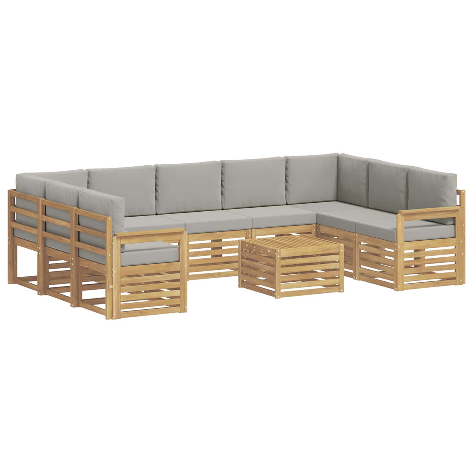 Set vanjskih sofa 10 kom. Bijela i svijetlosiva Poliester