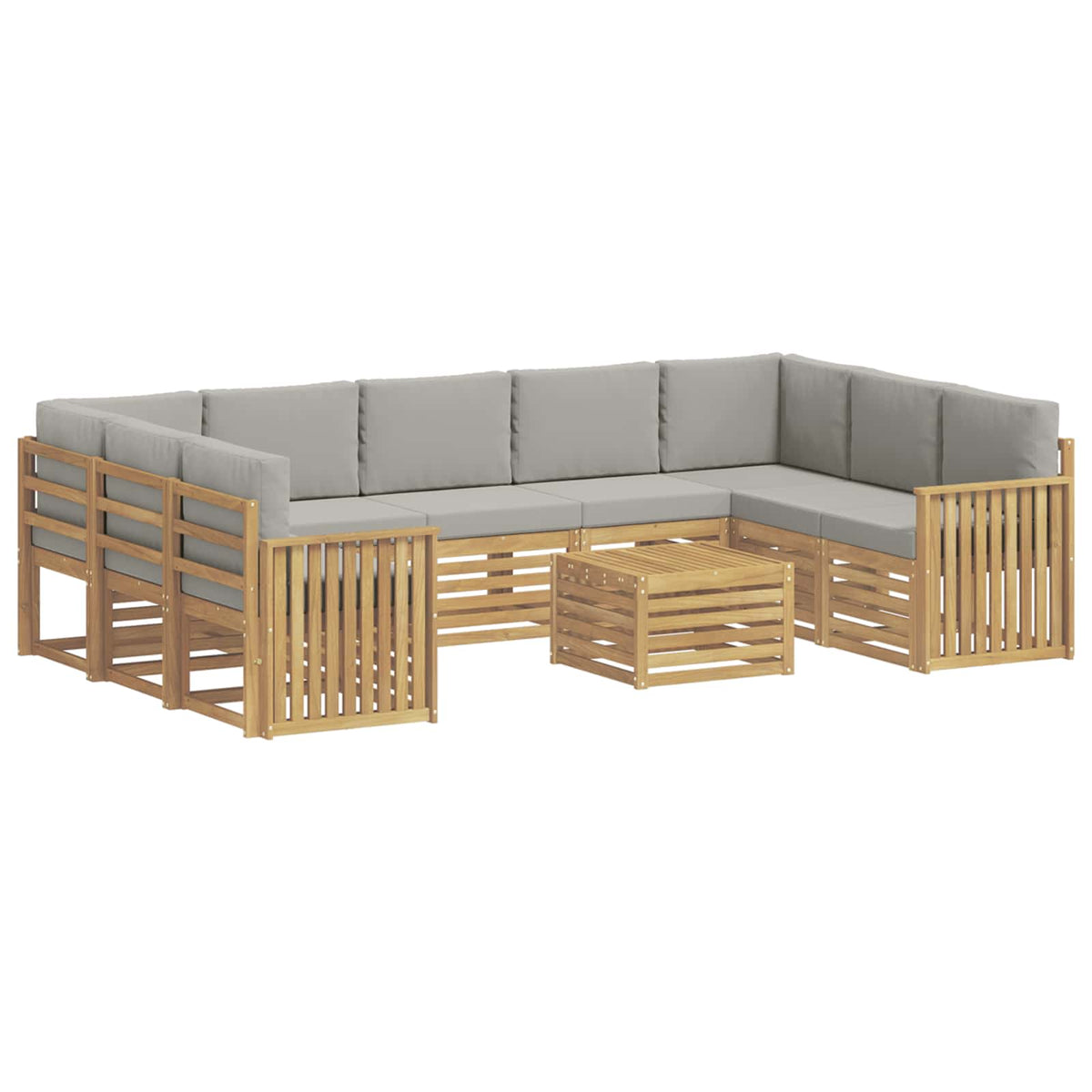 Set vanjskih sofa 10 kom. Bijela i svjetlosiva Poliester