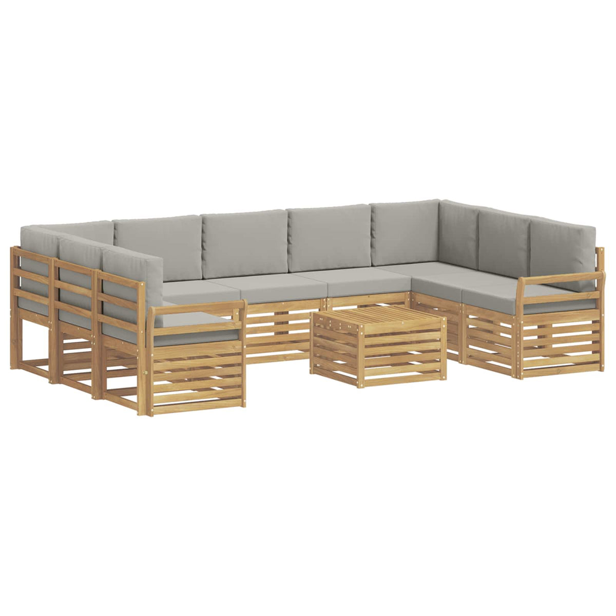 Set vanjskih sofa 10 kom. Bijela i svjetlosiva Poliester