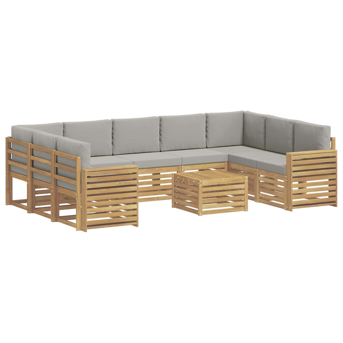 Set vanjskih sofa 10 kom. Bijela i svjetlosiva Poliester